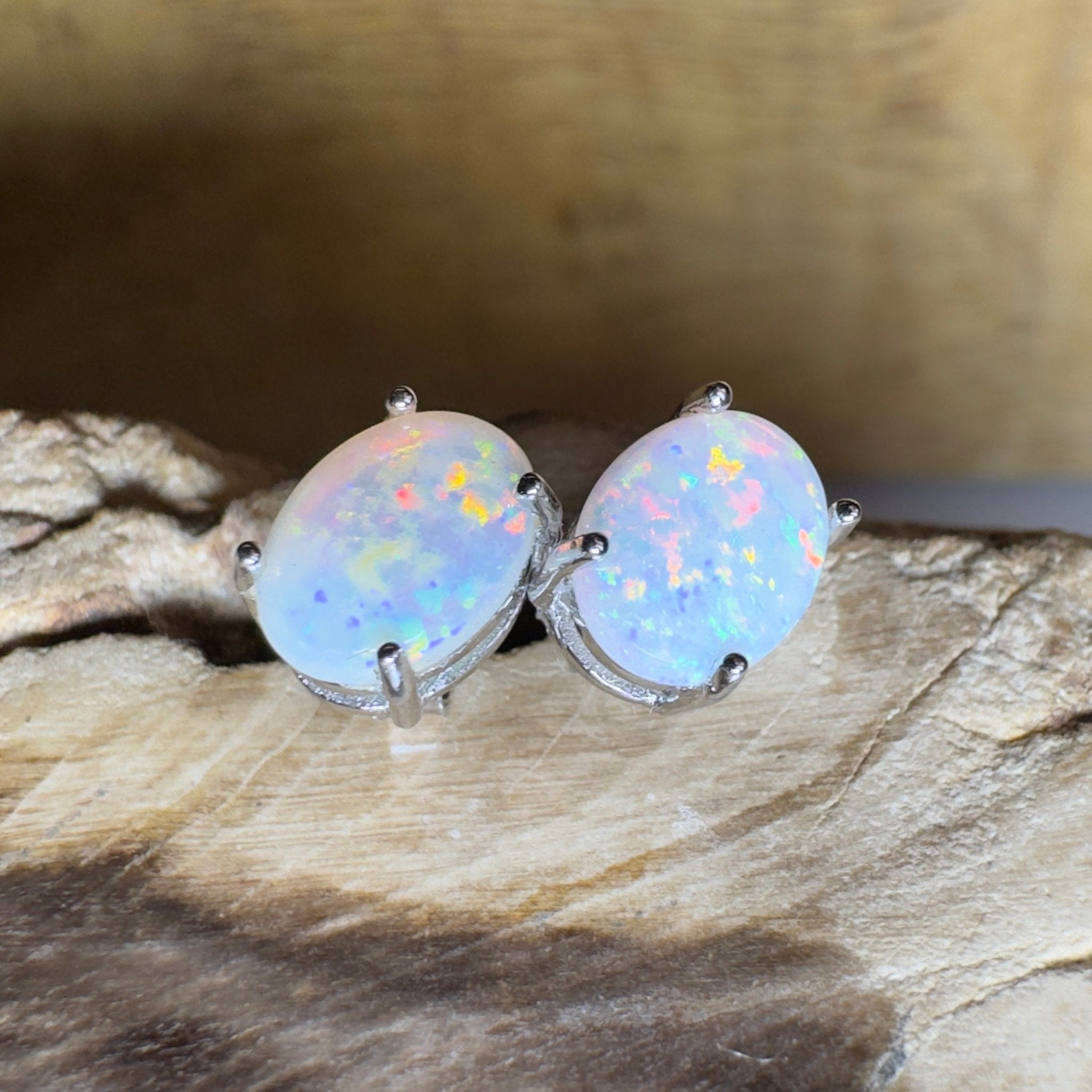 Prism Tide~ 1.7ct Coober Pedy Opal Sterling Silver Earrings