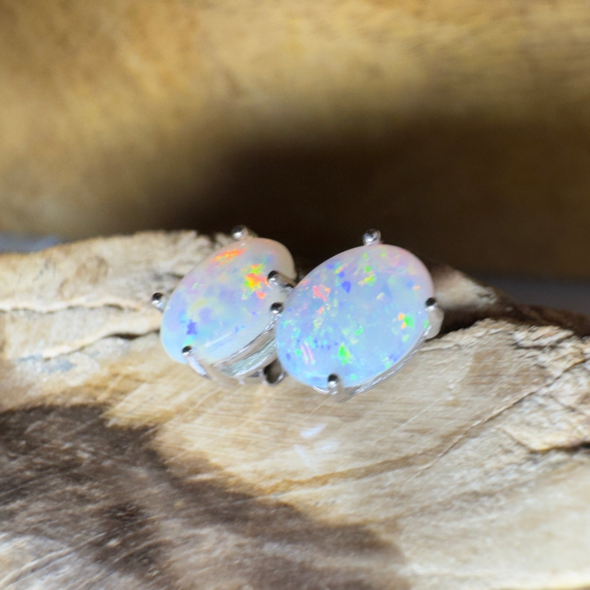Prism Tide~ 1.7ct Coober Pedy Opal Sterling Silver Earrings