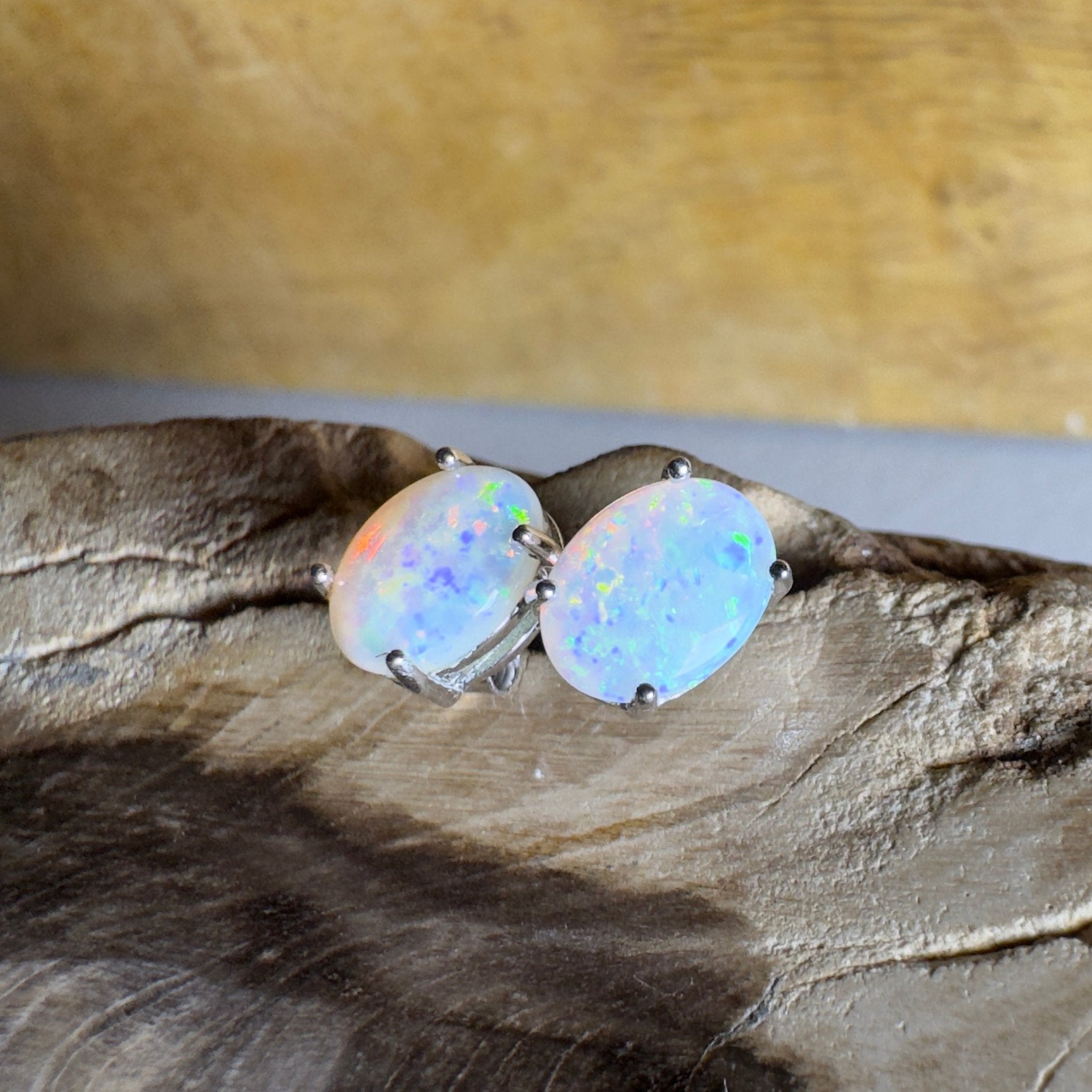 Prism Tide~ 1.7ct Coober Pedy Opal Sterling Silver Earrings