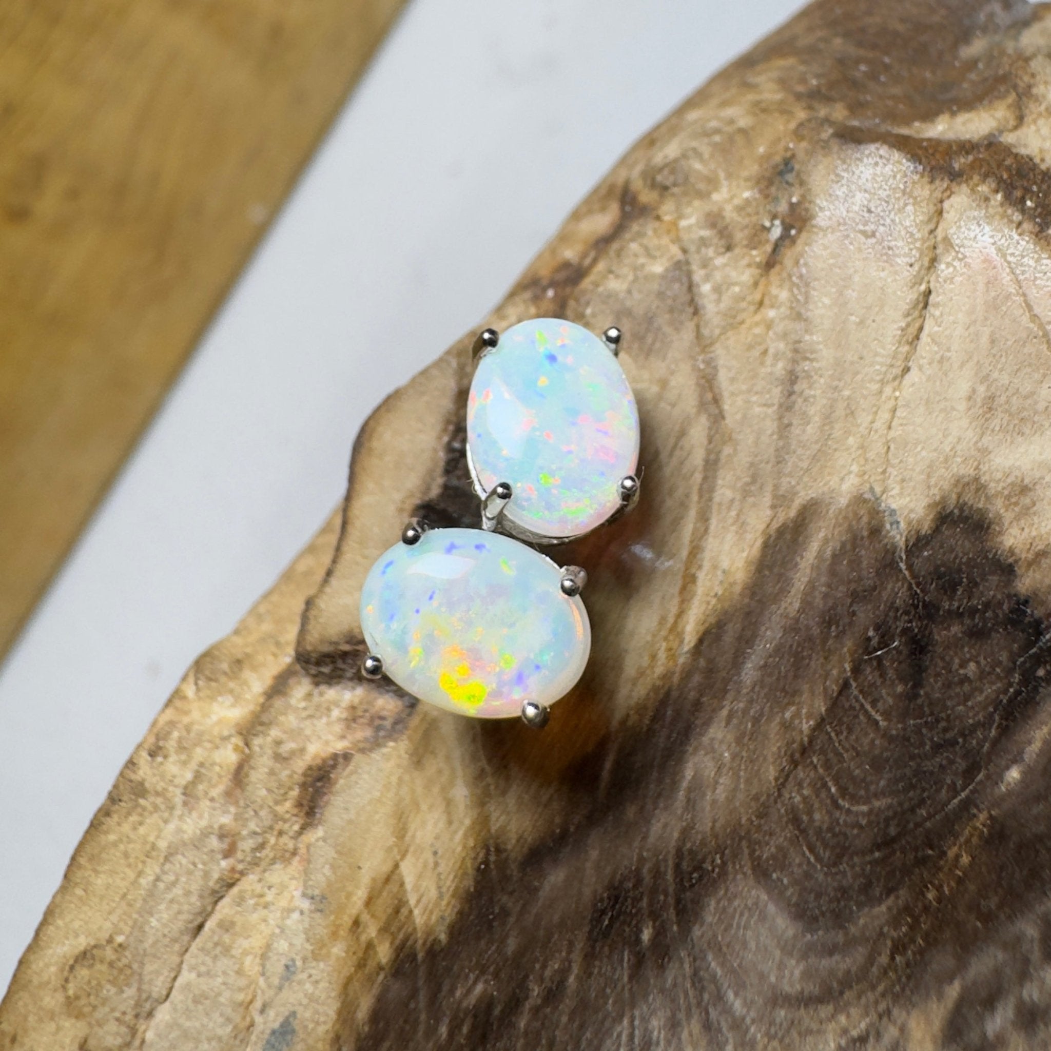Prism Tide~ 1.7ct Coober Pedy Opal Sterling Silver Earrings