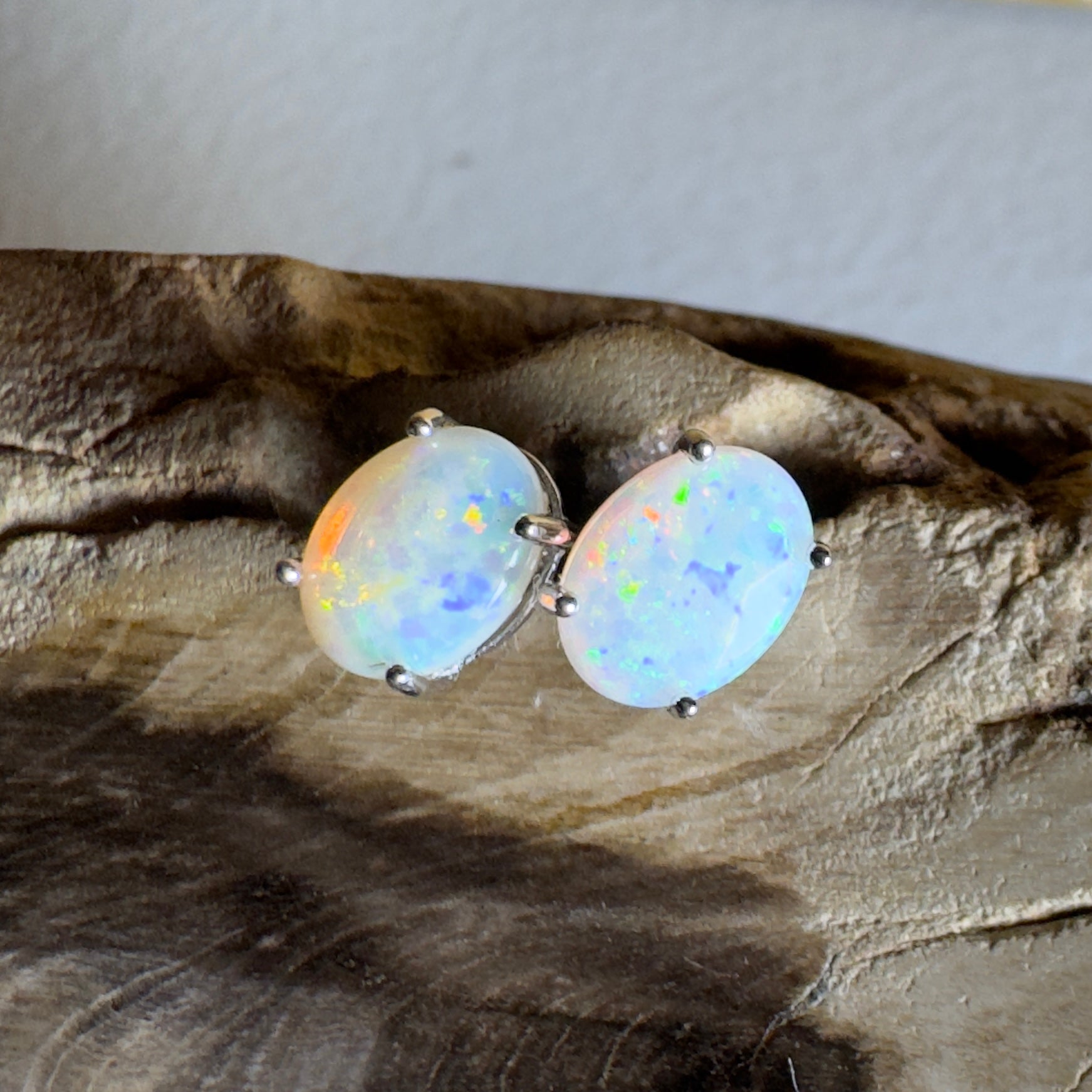 Prism Tide~ 1.7ct Coober Pedy Opal Sterling Silver Earrings