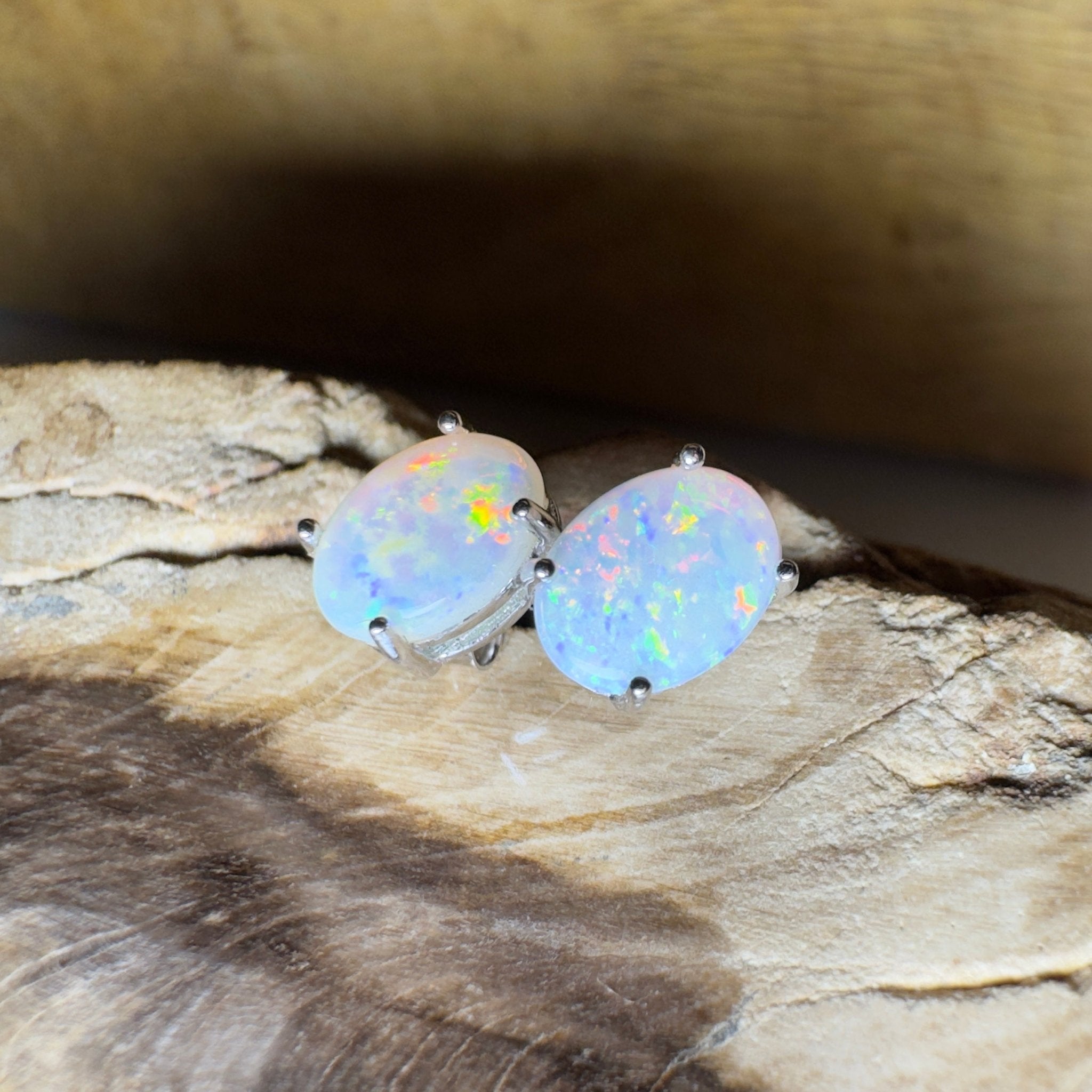Prism Tide~ 1.7ct Coober Pedy Opal Sterling Silver Earrings
