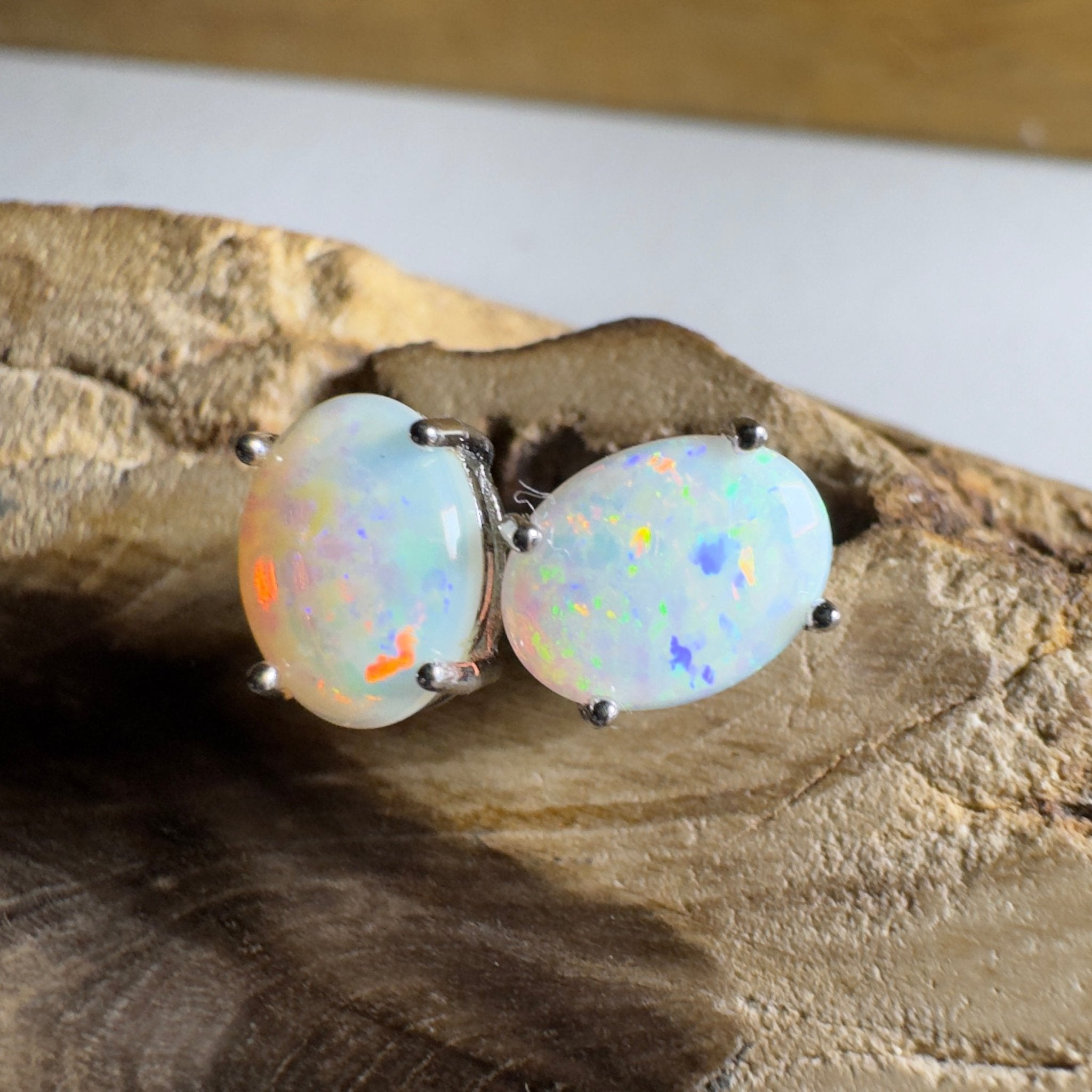 Prism Tide~ 1.7ct Coober Pedy Opal Sterling Silver Earrings