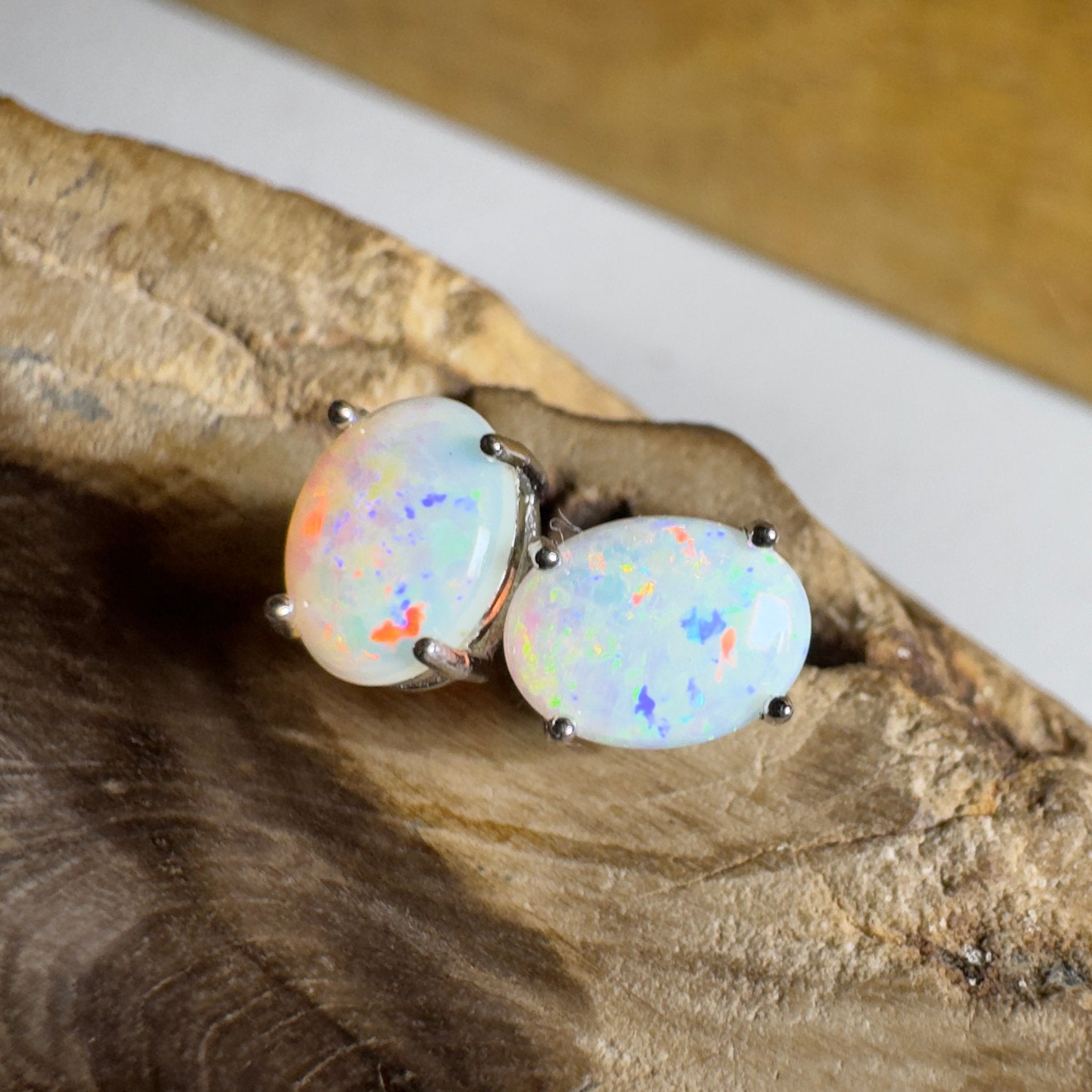 Prism Tide~ 1.7ct Coober Pedy Opal Sterling Silver Earrings