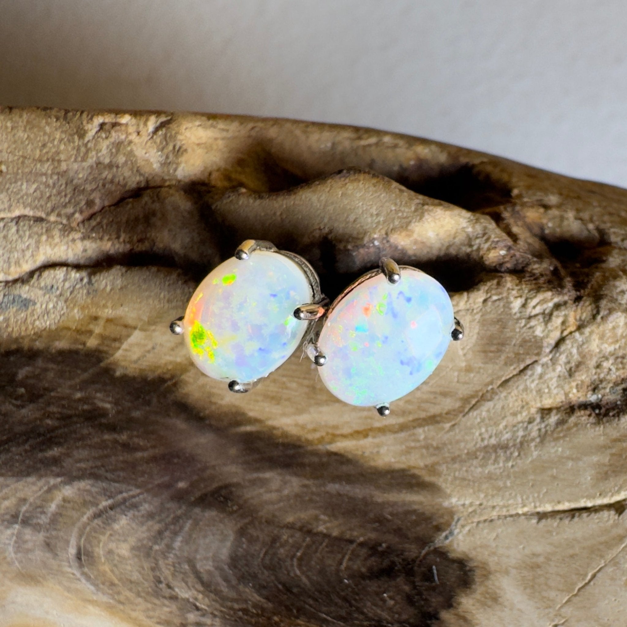 Prism Tide~ 1.7ct Coober Pedy Opal Sterling Silver Earrings