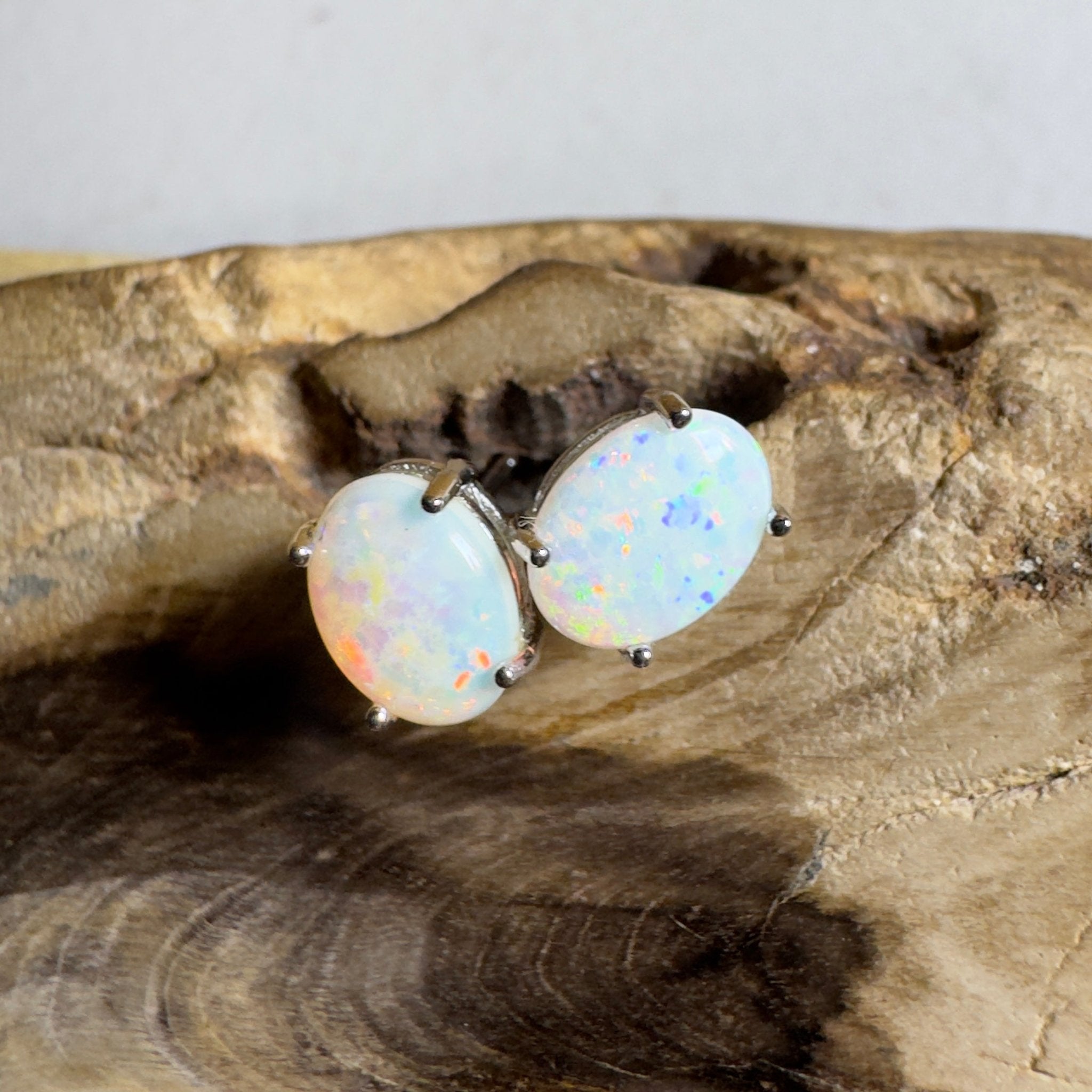 Prism Tide~ 1.7ct Coober Pedy Opal Sterling Silver Earrings