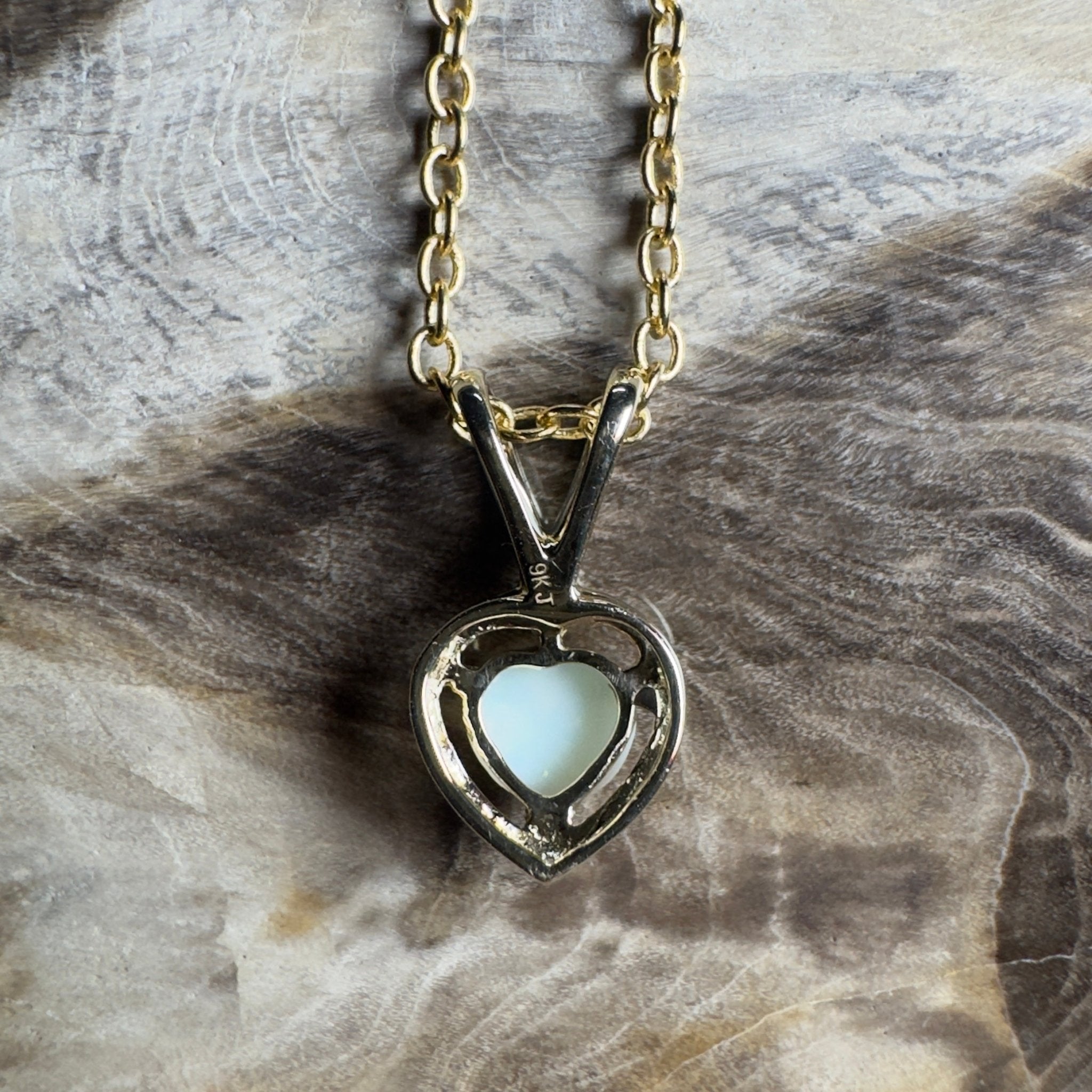 Purnululu Flame Heart ~ 9ct Solid Yellow Gold 0.4ct Coober Pedy Opal Pendant
