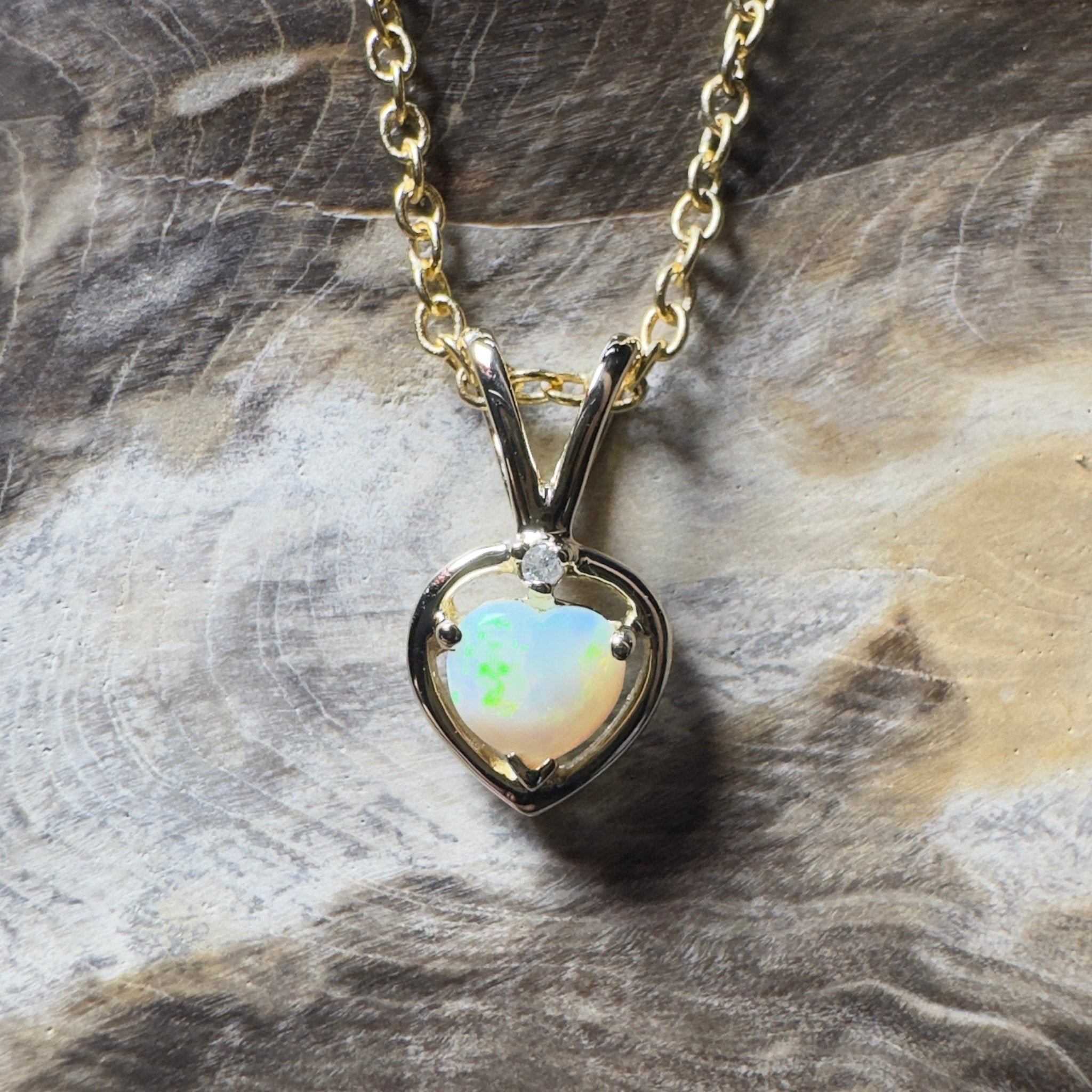 Purnululu Flame Heart ~ 9ct Solid Yellow Gold 0.4ct Coober Pedy Opal Pendant