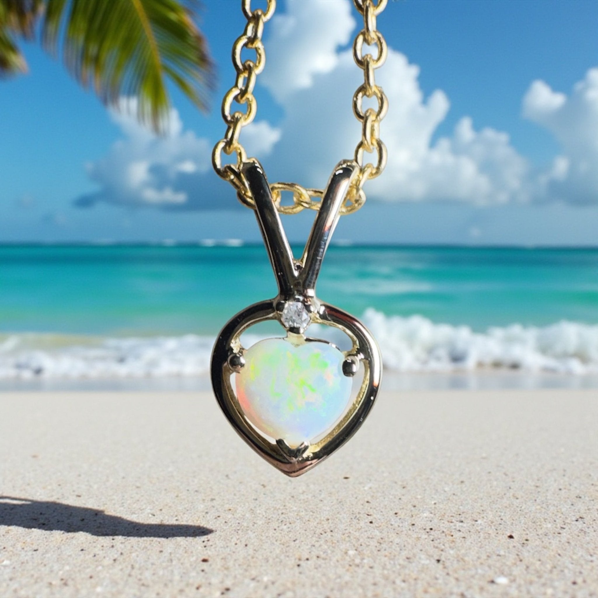 Purnululu Flame Heart ~ 9ct Solid Yellow Gold 0.4ct Coober Pedy Opal Pendant