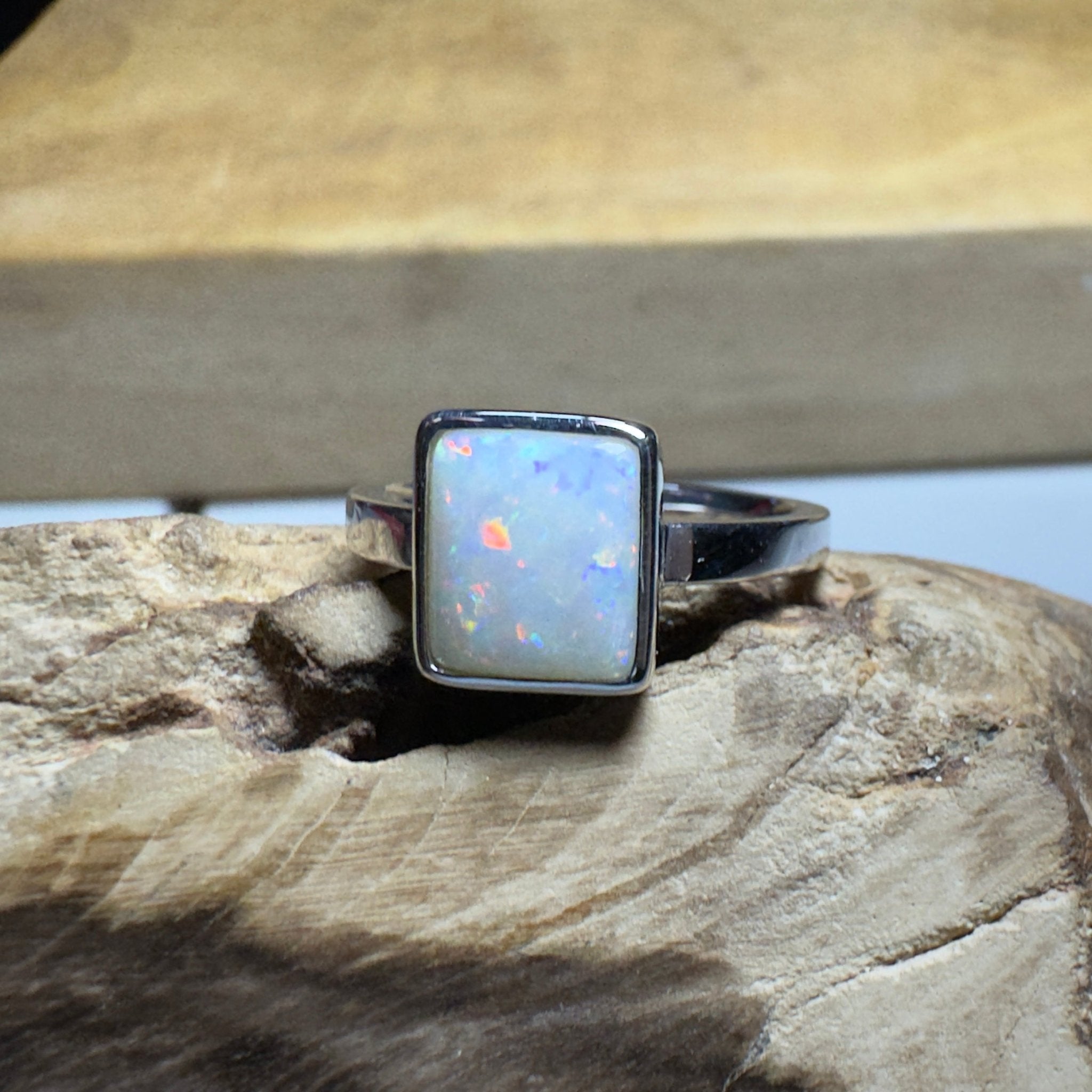 Purnululu Prism - 1.7ct Solid Coober Pedy Opal 925 Silver Ring