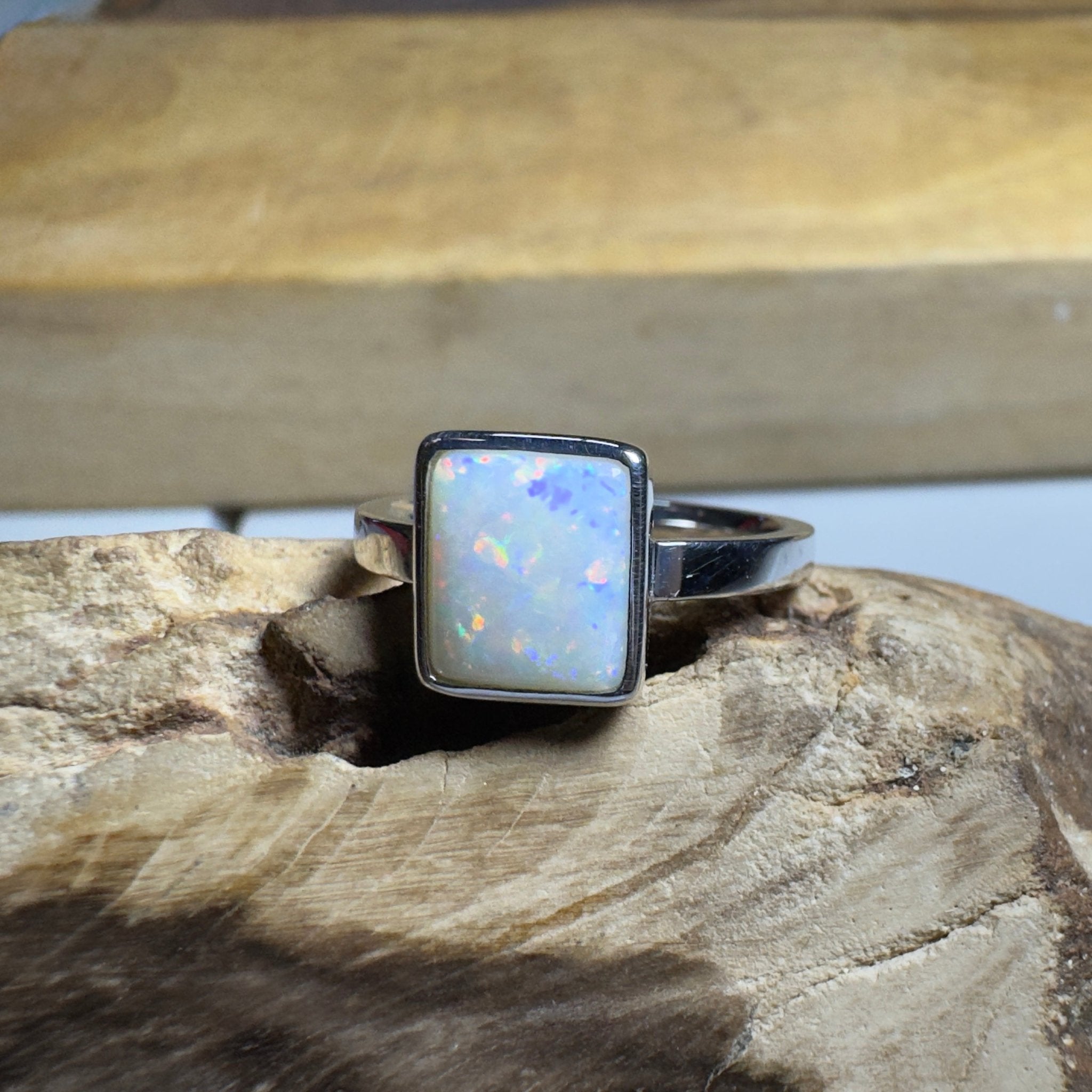 Purnululu Prism - 1.7ct Solid Coober Pedy Opal 925 Silver Ring