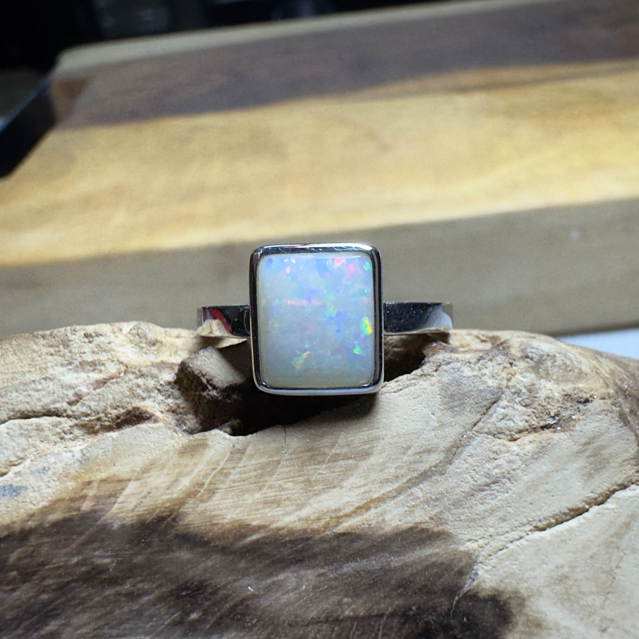 Purnululu Prism - 1.7ct Solid Coober Pedy Opal 925 Silver Ring