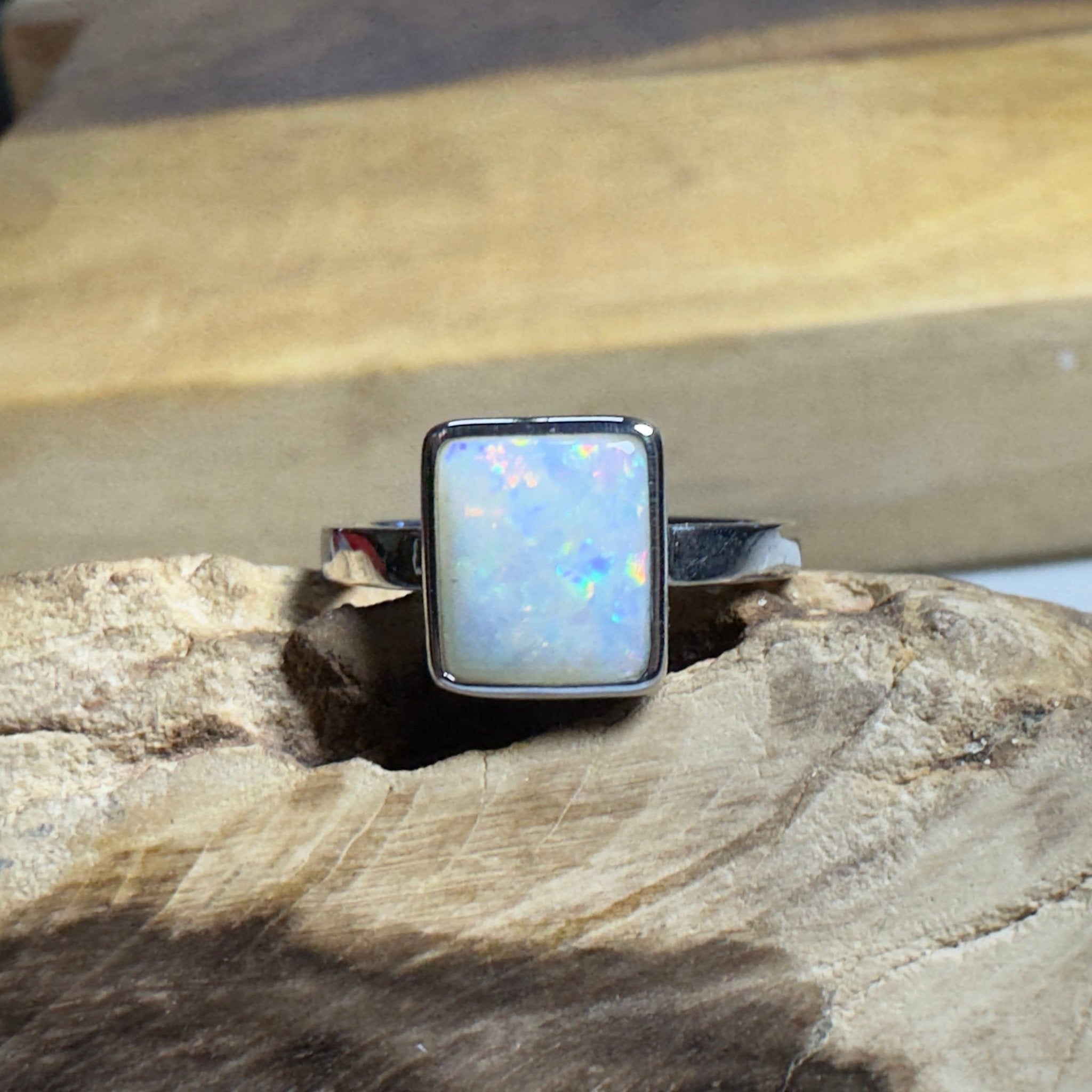 Purnululu Prism - 1.7ct Solid Coober Pedy Opal 925 Silver Ring