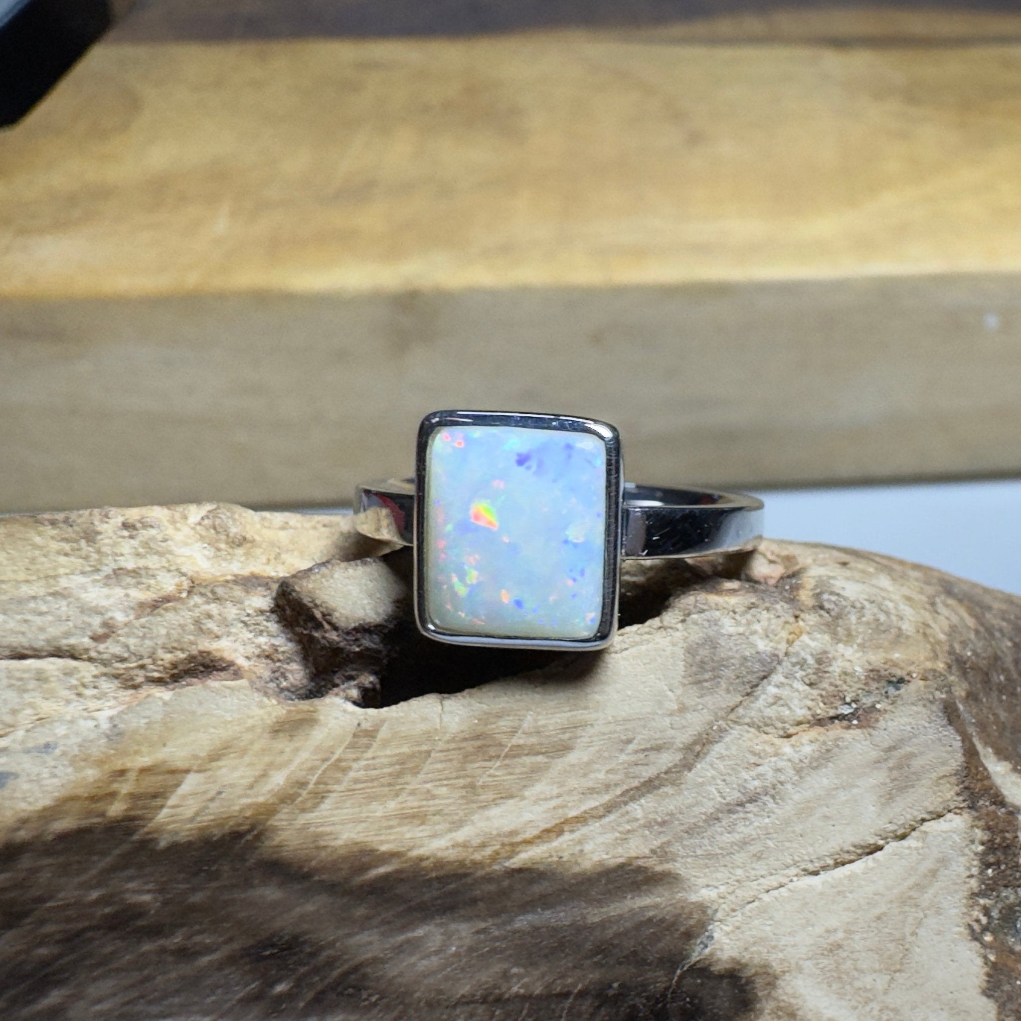 Purnululu Prism - 1.7ct Solid Coober Pedy Opal 925 Silver Ring