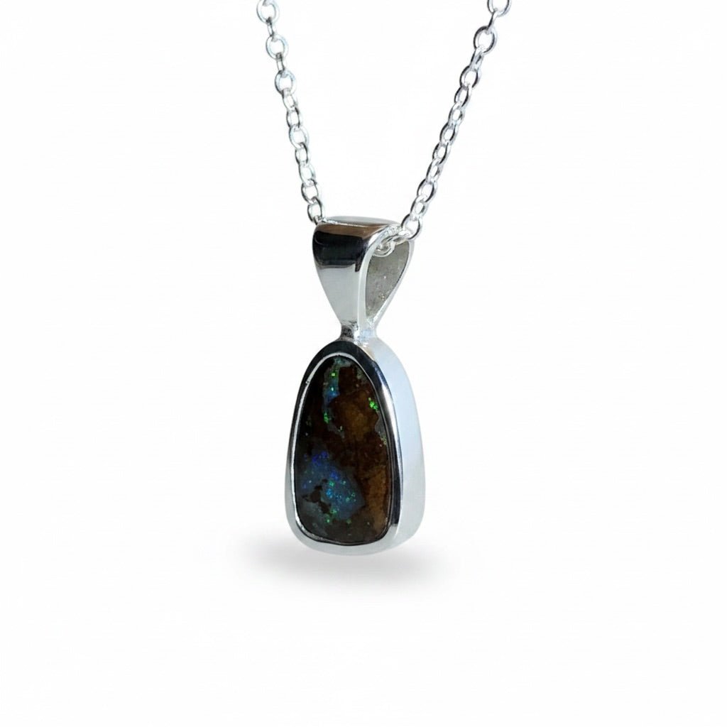 Queensland Boulder Opal Pendant Necklace ~ 'Kings Canyon Glow' | 925 Sterling Silver | Solid Australian Opal