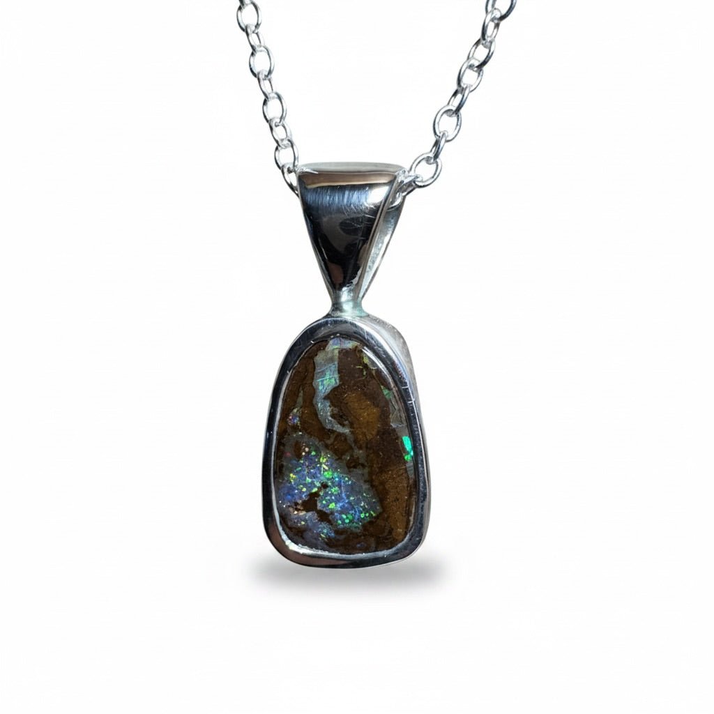 Queensland Boulder Opal Pendant Necklace ~ 'Kings Canyon Glow' | 925 Sterling Silver | Solid Australian Opal