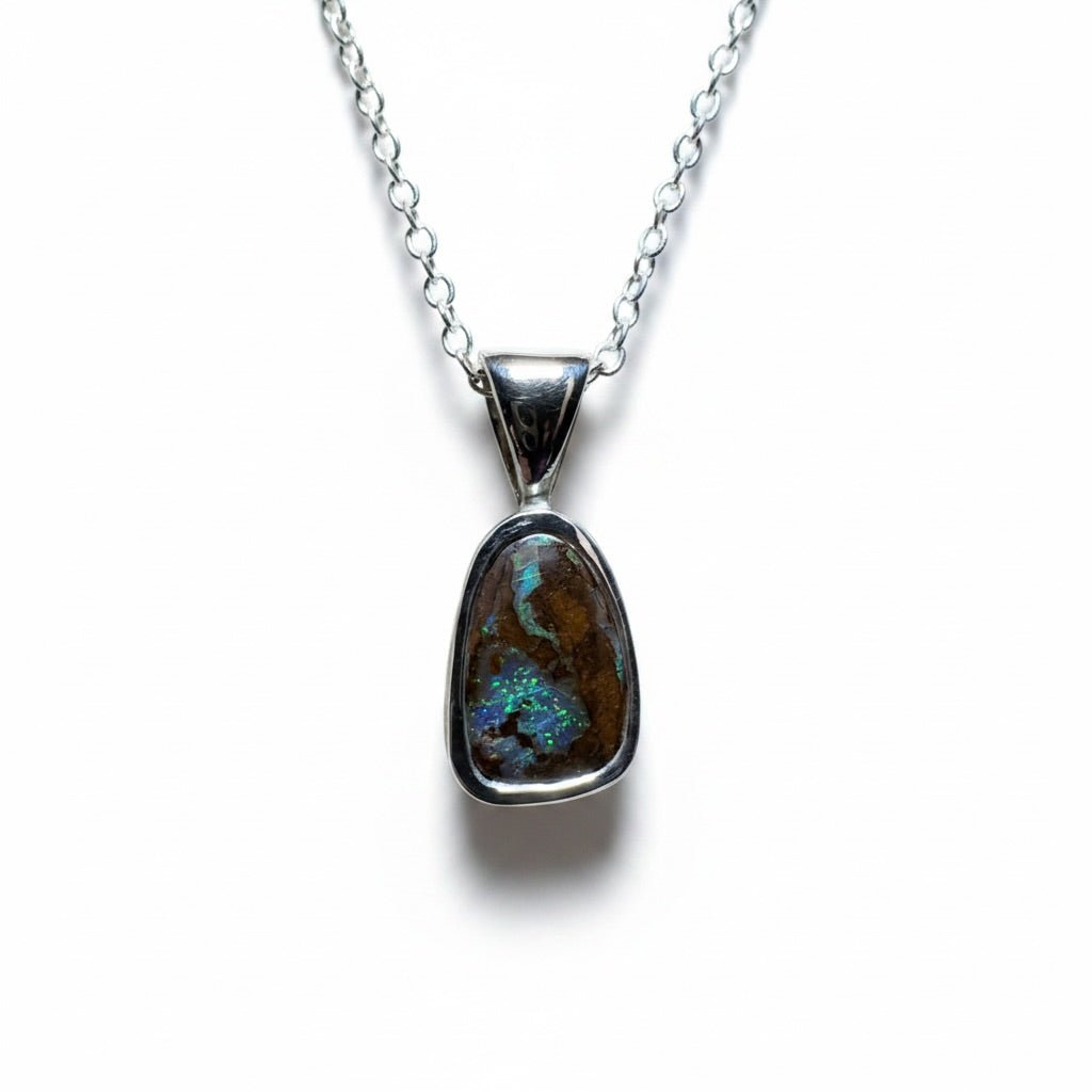 Queensland Boulder Opal Pendant Necklace ~ 'Kings Canyon Glow' | 925 Sterling Silver | Solid Australian Opal