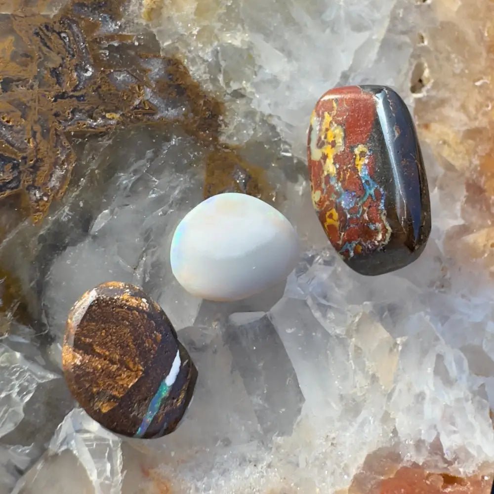 Queensland Boulder Opal, Yowah Nut and Coober Pedy Opal parcel 14.1carat total weight