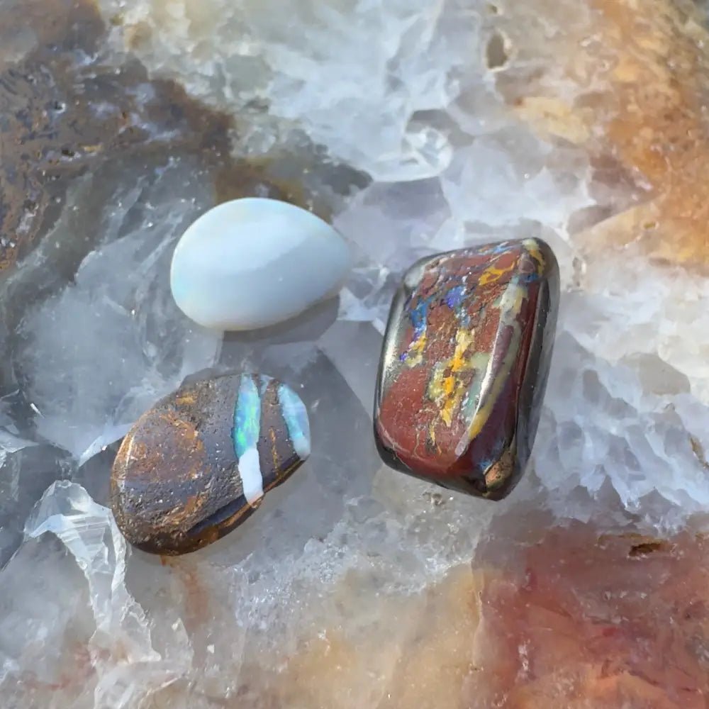 Queensland Boulder Opal, Yowah Nut and Coober Pedy Opal parcel 14.1carat total weight