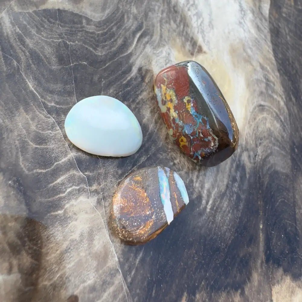 Queensland Boulder Opal, Yowah Nut and Coober Pedy Opal parcel 14.1carat total weight
