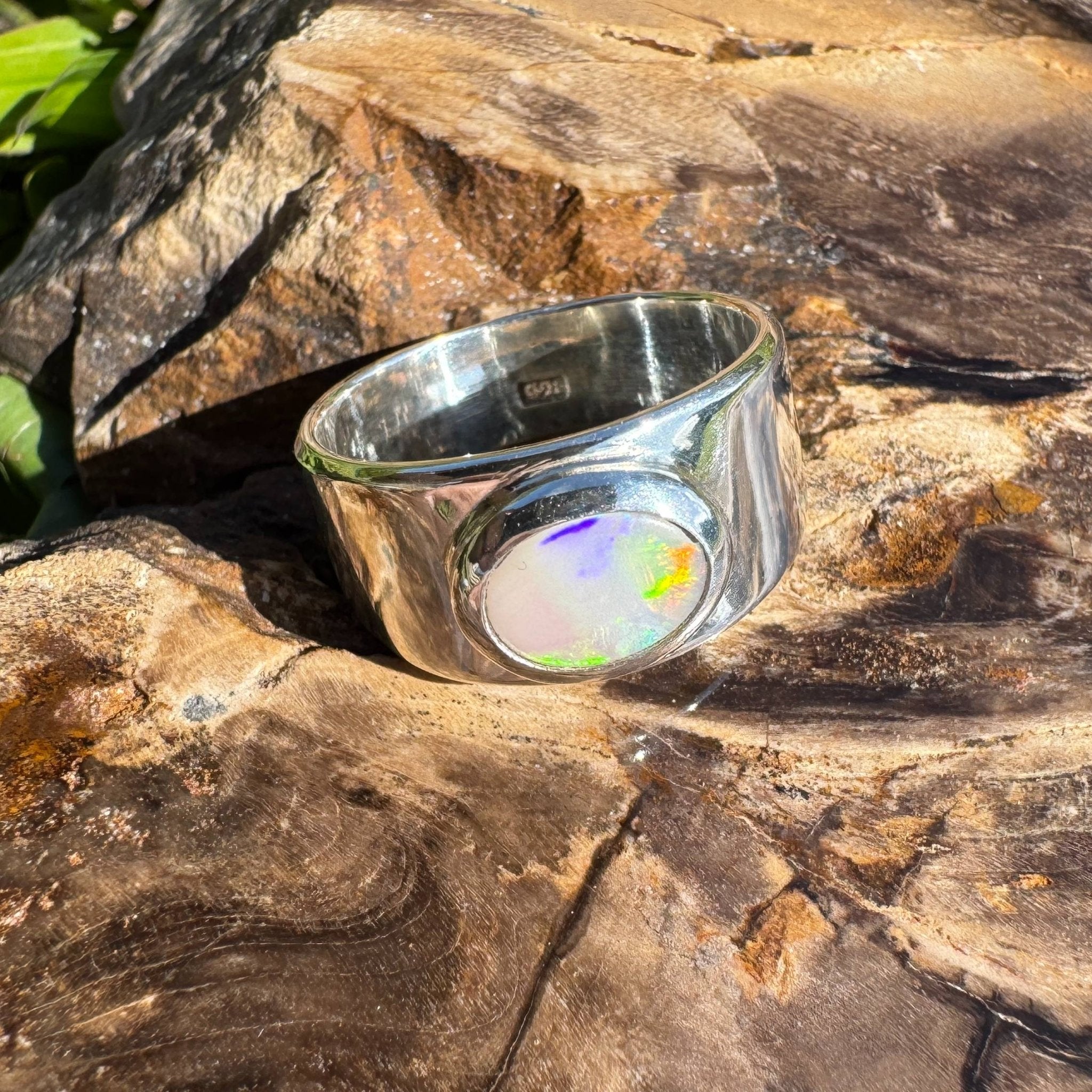 Radiant Horizon ~ 0.8ct Solid Lightning Ridge Opal 925 Sterling Silver Ring