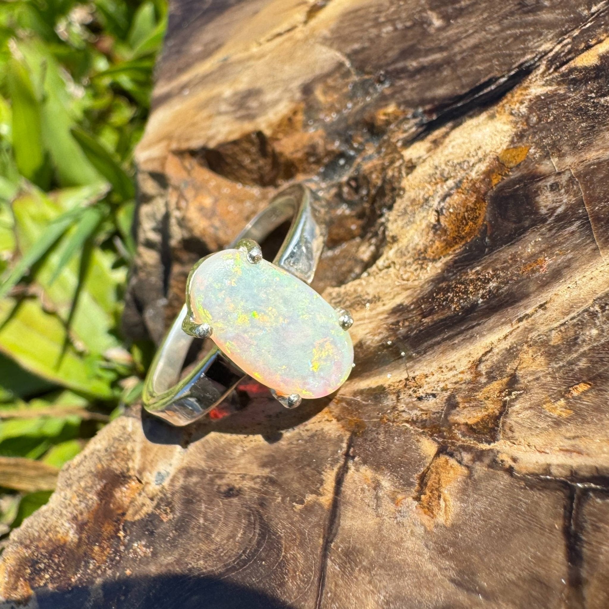 Radiant Pastures ~ 2.2ct SolidLightning Ridge Opal 925 Sterling Silver Ring