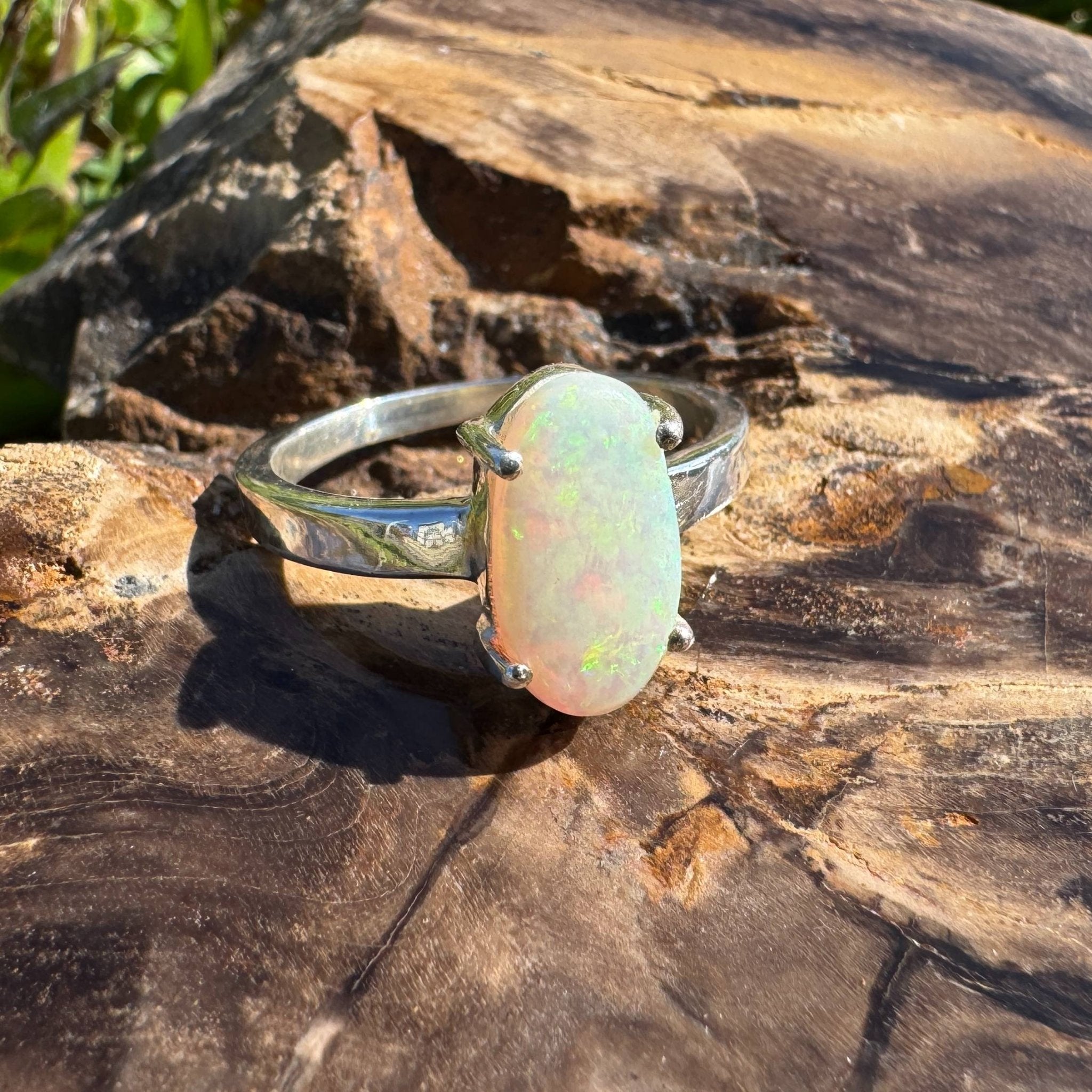 Radiant Pastures ~ 2.2ct SolidLightning Ridge Opal 925 Sterling Silver Ring
