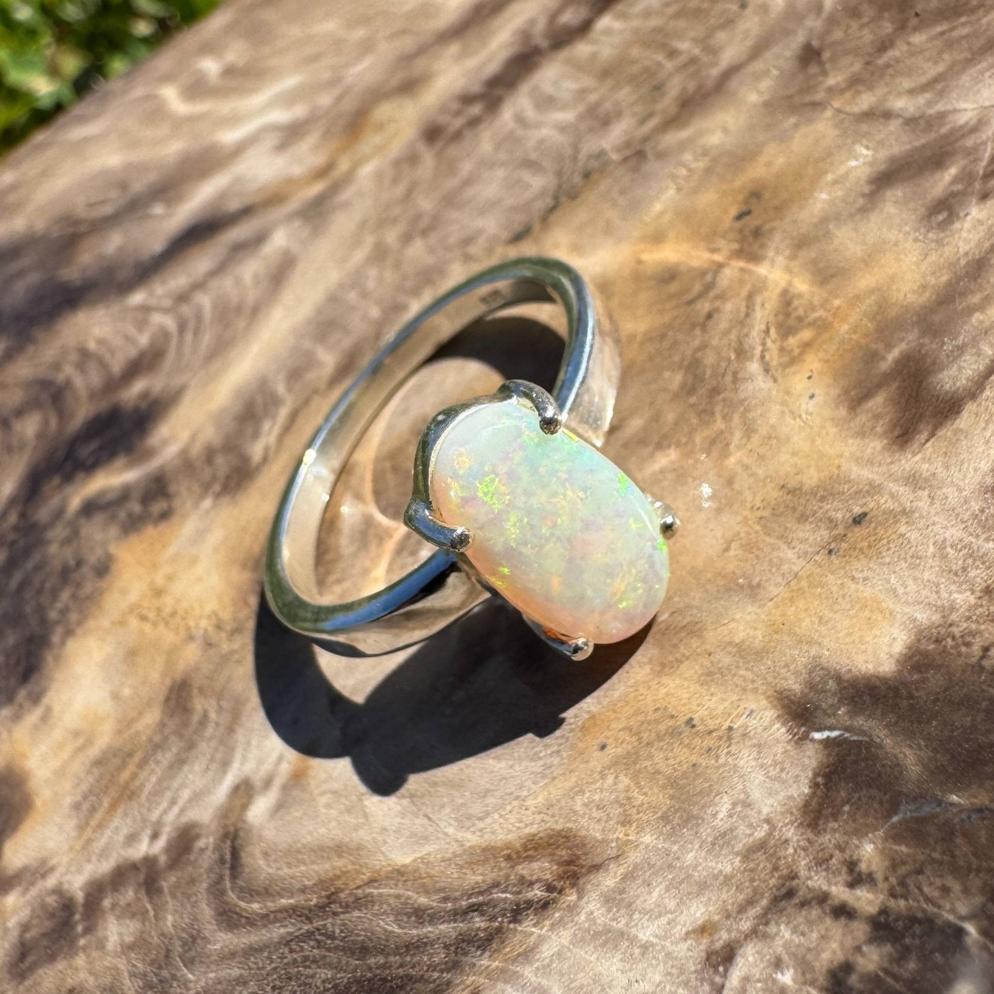 Radiant Pastures ~ 2.2ct SolidLightning Ridge Opal 925 Sterling Silver Ring