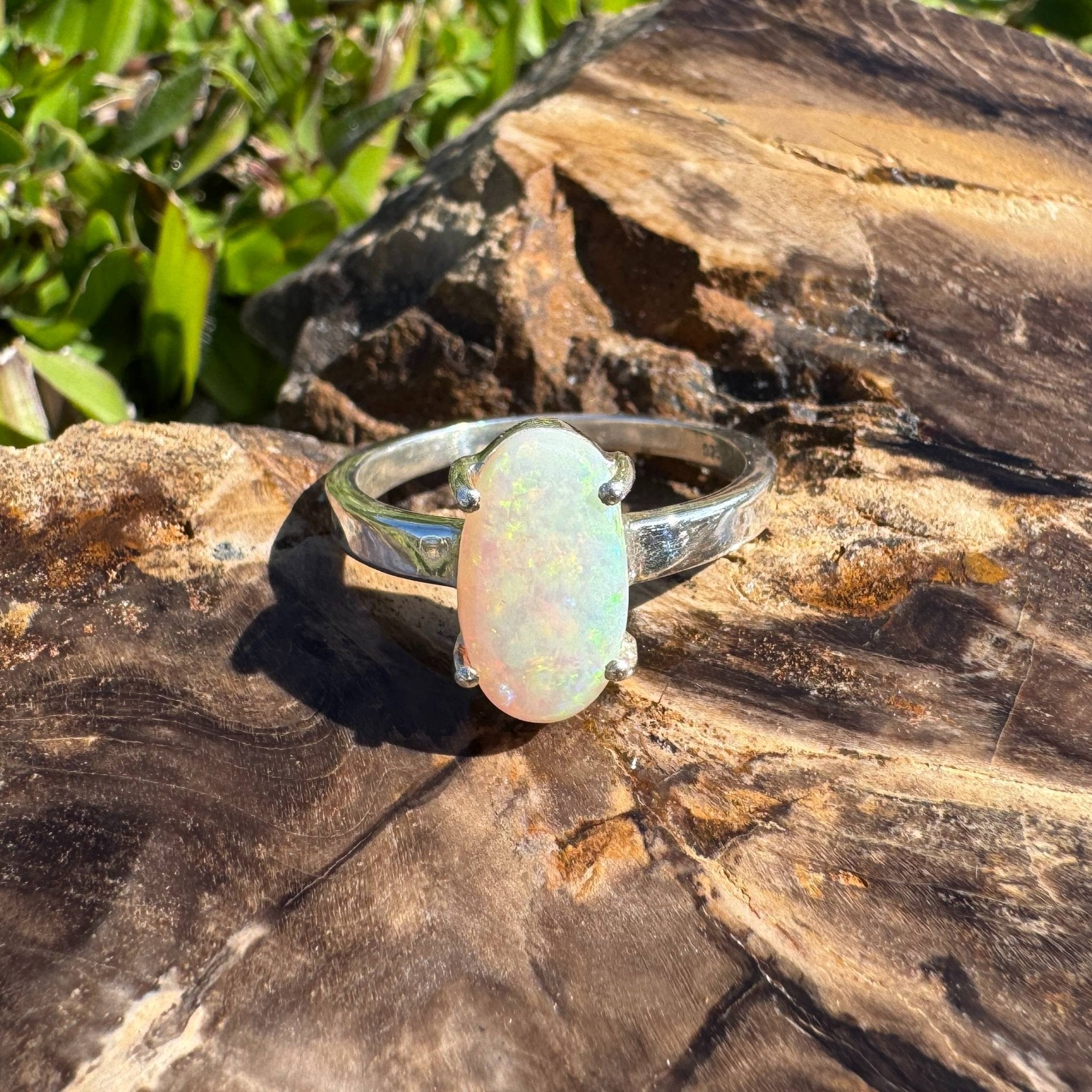Radiant Pastures ~ 2.2ct SolidLightning Ridge Opal 925 Sterling Silver Ring