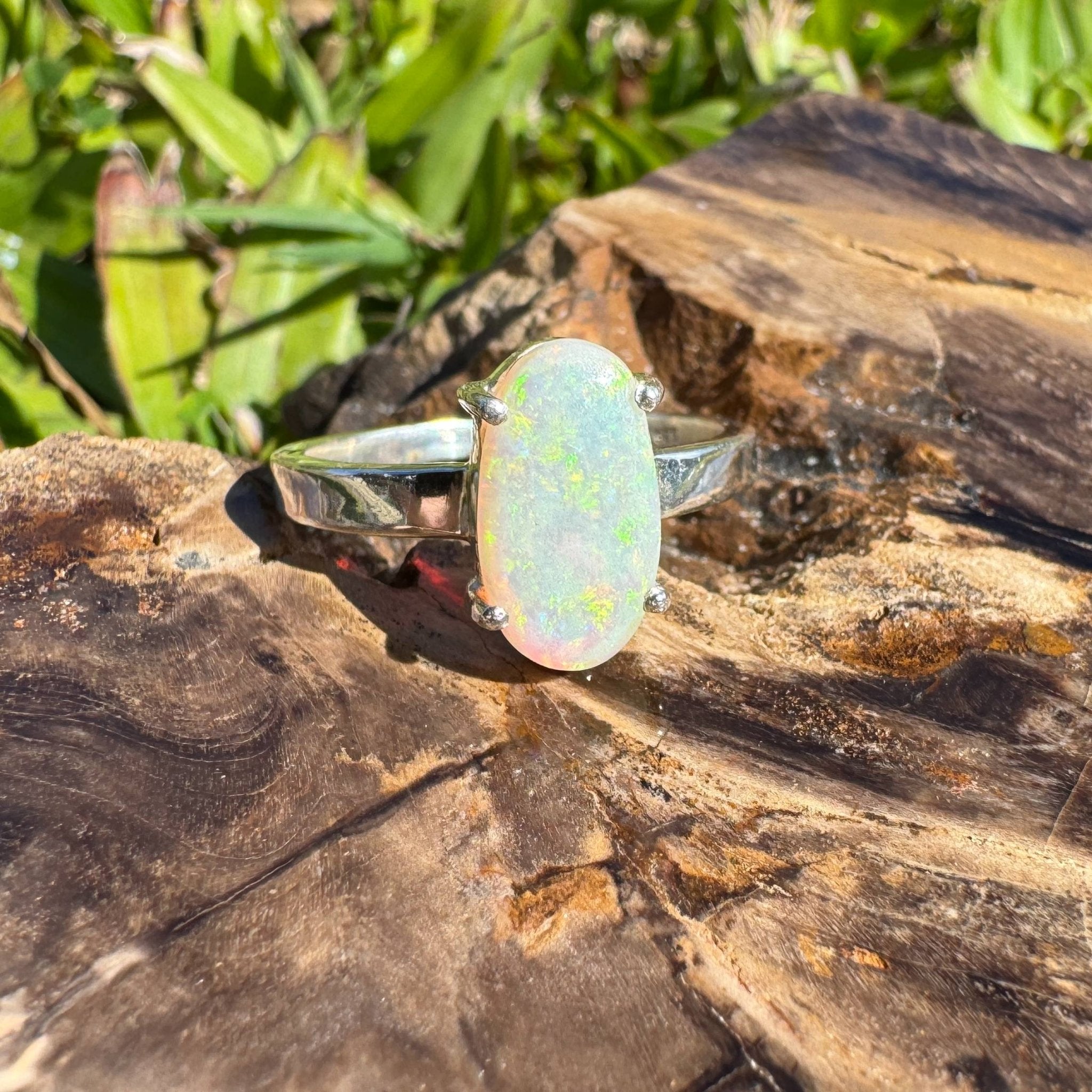 Radiant Pastures ~ 2.2ct SolidLightning Ridge Opal 925 Sterling Silver Ring