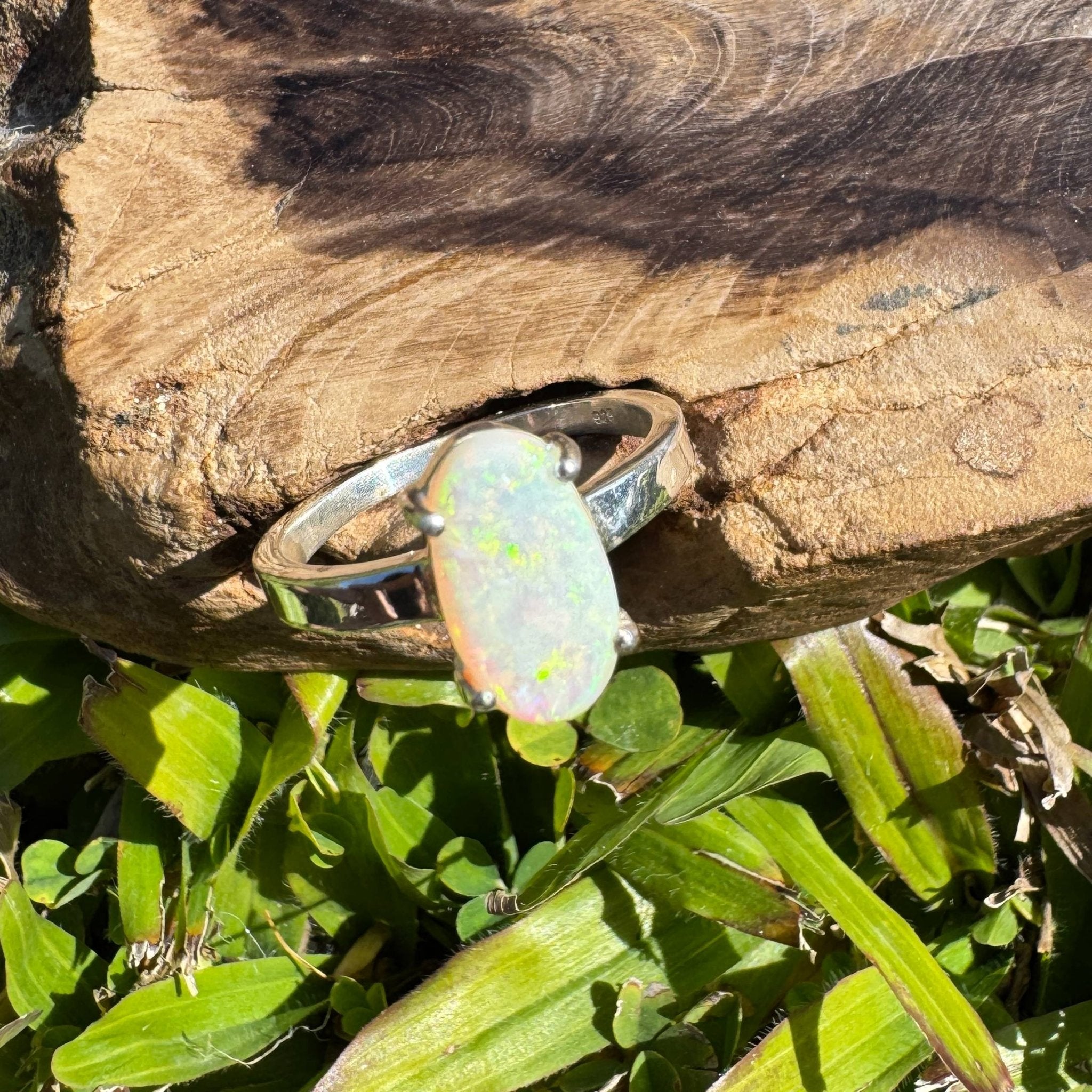 Radiant Pastures ~ 2.2ct SolidLightning Ridge Opal 925 Sterling Silver Ring