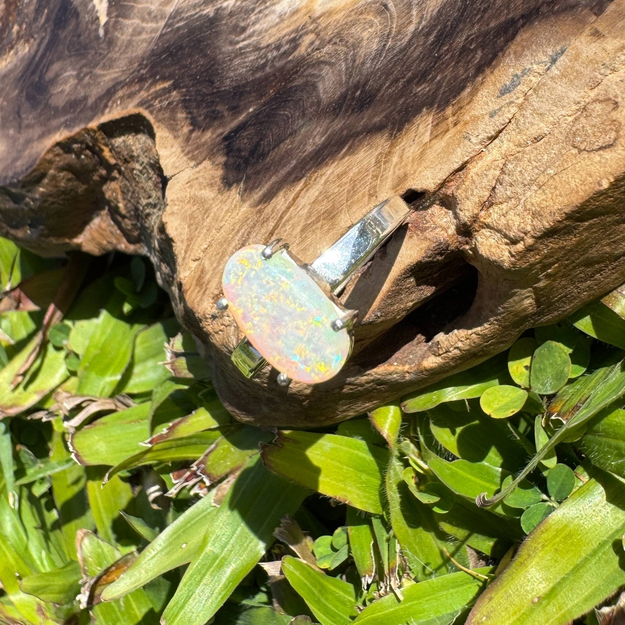 Radiant Pastures ~ 2.2ct SolidLightning Ridge Opal 925 Sterling Silver Ring
