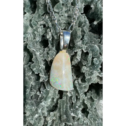 Rainbow Falls handcrafted 3ct Lightning Ridge Opal pendant on silver chain