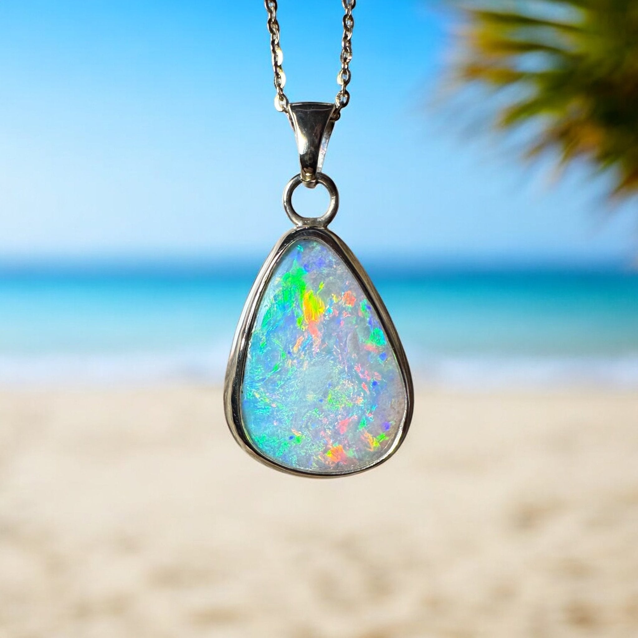 Rainbow Range ~ 5.7ct Solid Coober Pedy Opal 9ct Australian Gold Pendant