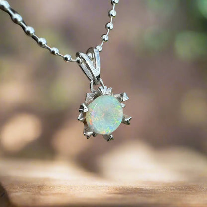 ’Rainbow Ridge’ ~ Handcrafted 0.8ct Solid Lightning Ridge Opal 925 Sterling Silver Pendant Necklace