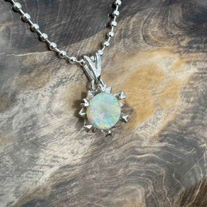 ’Rainbow Ridge’ ~ Handcrafted 0.8ct Solid Lightning Ridge Opal 925 Sterling Silver Pendant Necklace