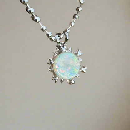 ’Rainbow Ridge’ ~ Handcrafted 0.8ct Solid Lightning Ridge Opal 925 Sterling Silver Pendant Necklace