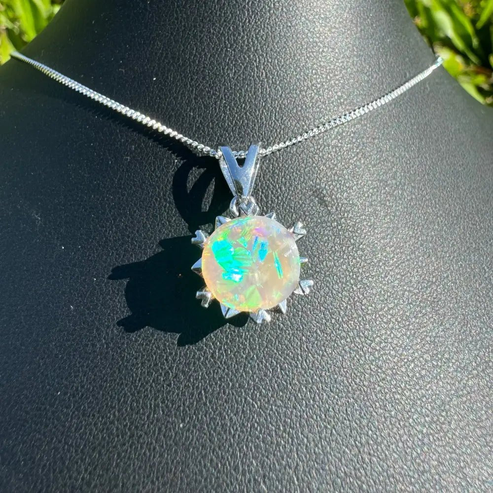 'Rainfall Glow' ~ Handcrafted 2.5ct Solid Lightning Ridge Opal 925 Sterling Silver Pendant Necklace