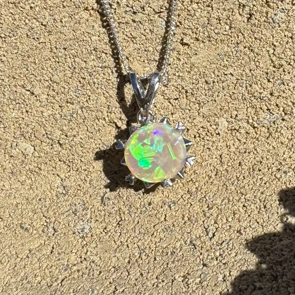 'Rainfall Glow' ~ Handcrafted 2.5ct Solid Lightning Ridge Opal 925 Sterling Silver Pendant Necklace