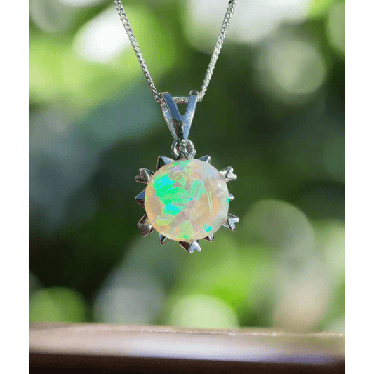 'Rainfall Glow' ~ Handcrafted 2.5ct Solid Lightning Ridge Opal 925 Sterling Silver Pendant Necklace