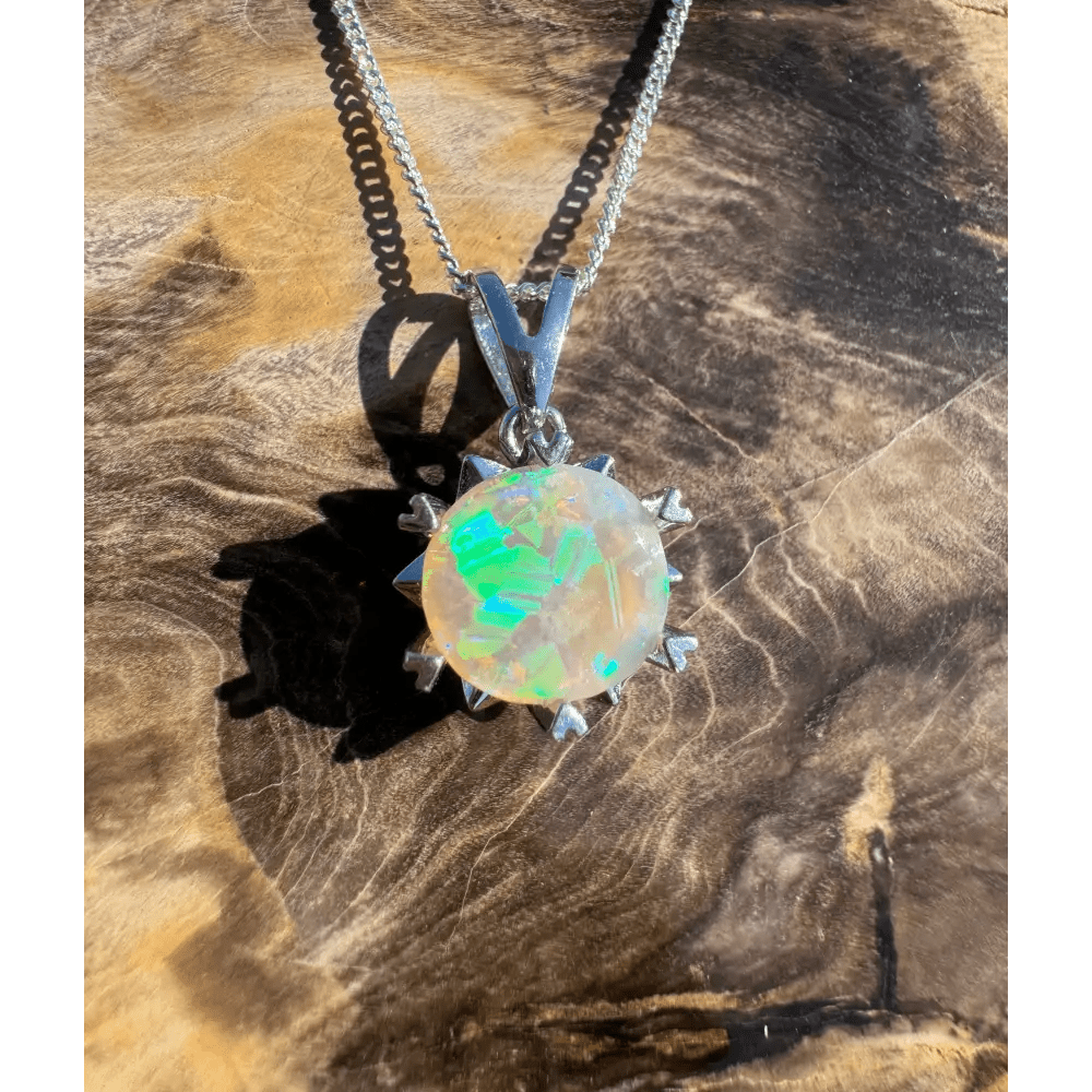 'Rainfall Glow' ~ Handcrafted 2.5ct Solid Lightning Ridge Opal 925 Sterling Silver Pendant Necklace