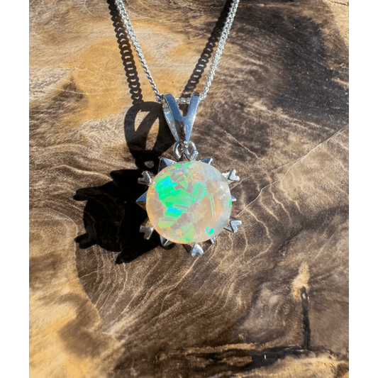 'Rainfall Glow' ~ Handcrafted 2.5ct Solid Lightning Ridge Opal 925 Sterling Silver Pendant Necklace