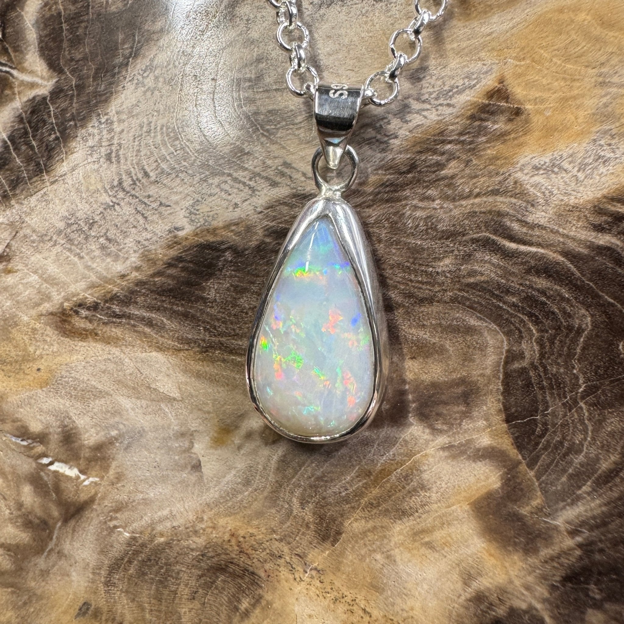 Rainfall Over Kakadu ~ 3.6ct Solid Lightning Ridge Opal 925 Sterling Silver Pendant Necklace