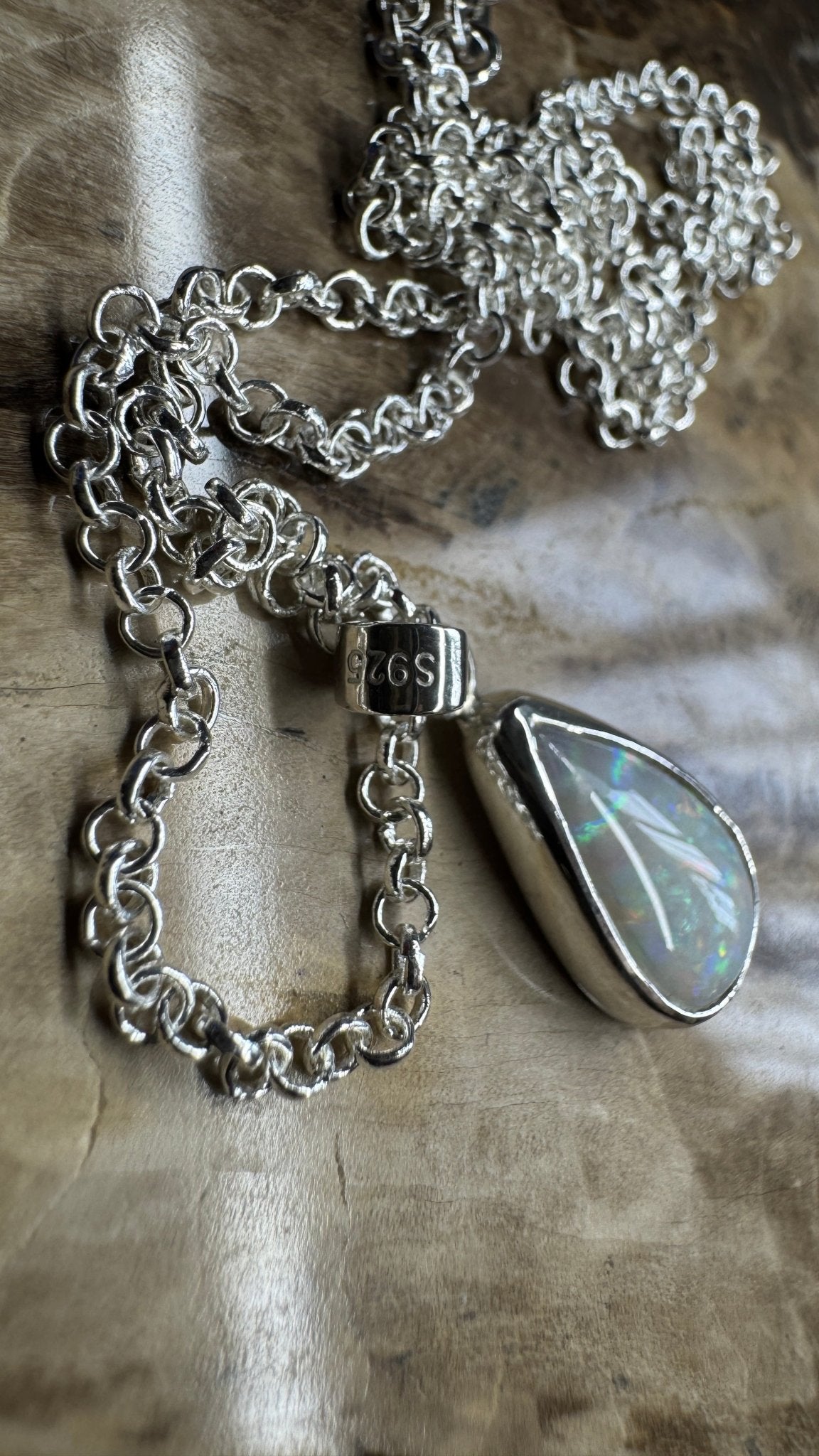 Rainfall Over Kakadu ~ 3.6ct Solid Lightning Ridge Opal 925 Sterling Silver Pendant Necklace
