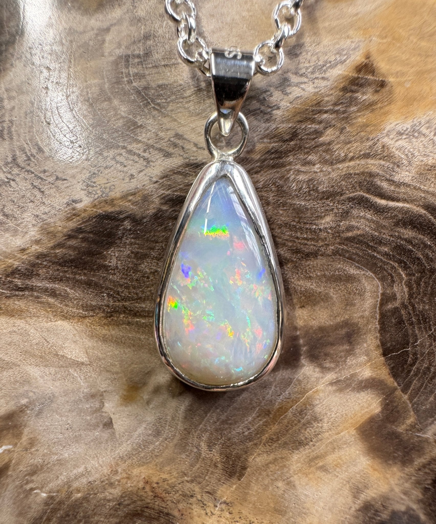 Rainfall Over Kakadu ~ 3.6ct Solid Lightning Ridge Opal 925 Sterling Silver Pendant Necklace
