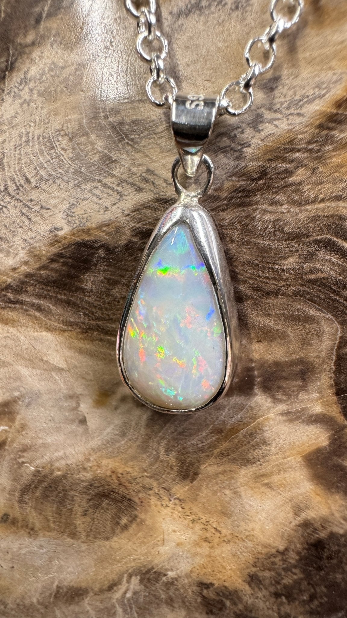 Rainfall Over Kakadu ~ 3.6ct Solid Lightning Ridge Opal 925 Sterling Silver Pendant Necklace