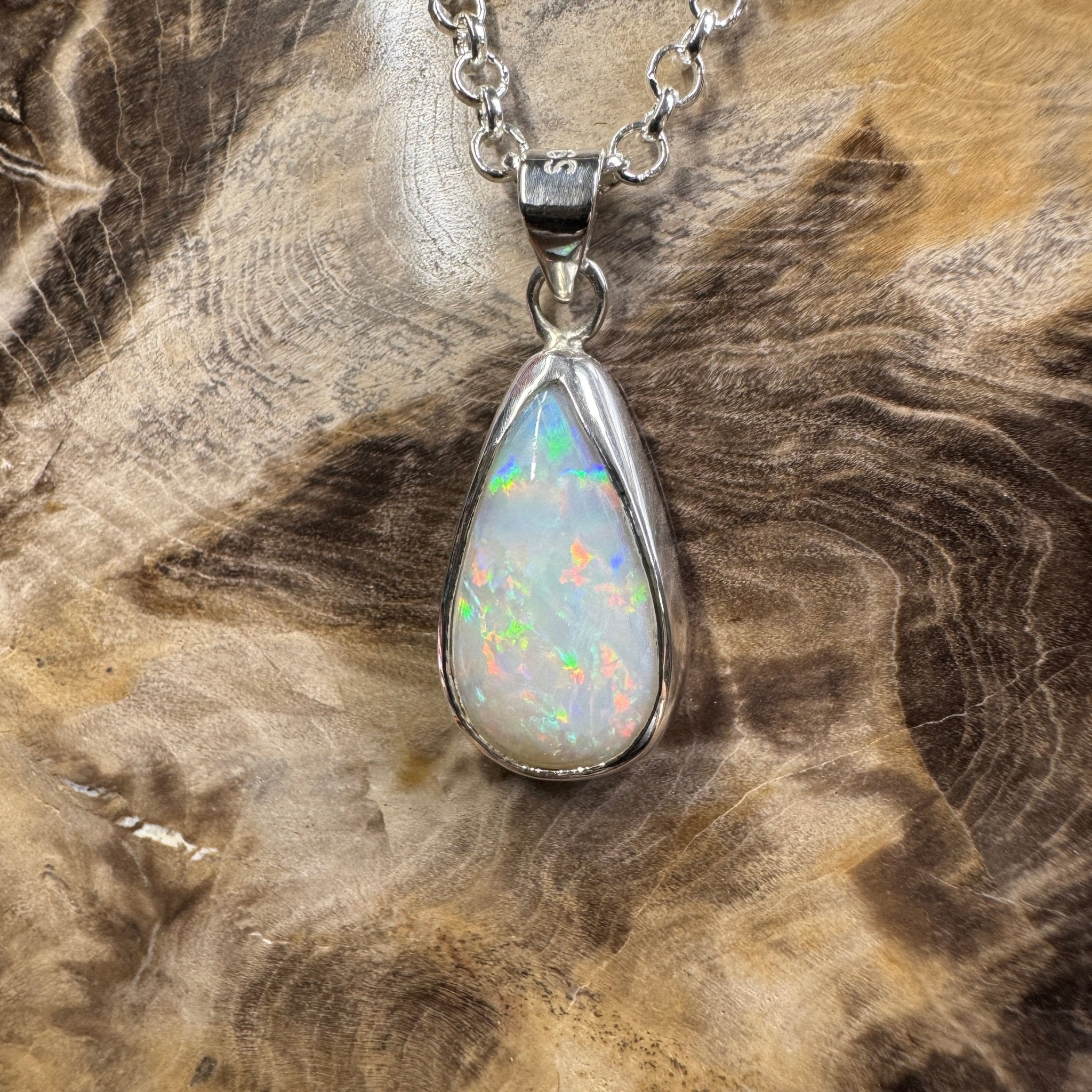 Rainfall Over Kakadu ~ 3.6ct Solid Lightning Ridge Opal 925 Sterling Silver Pendant Necklace