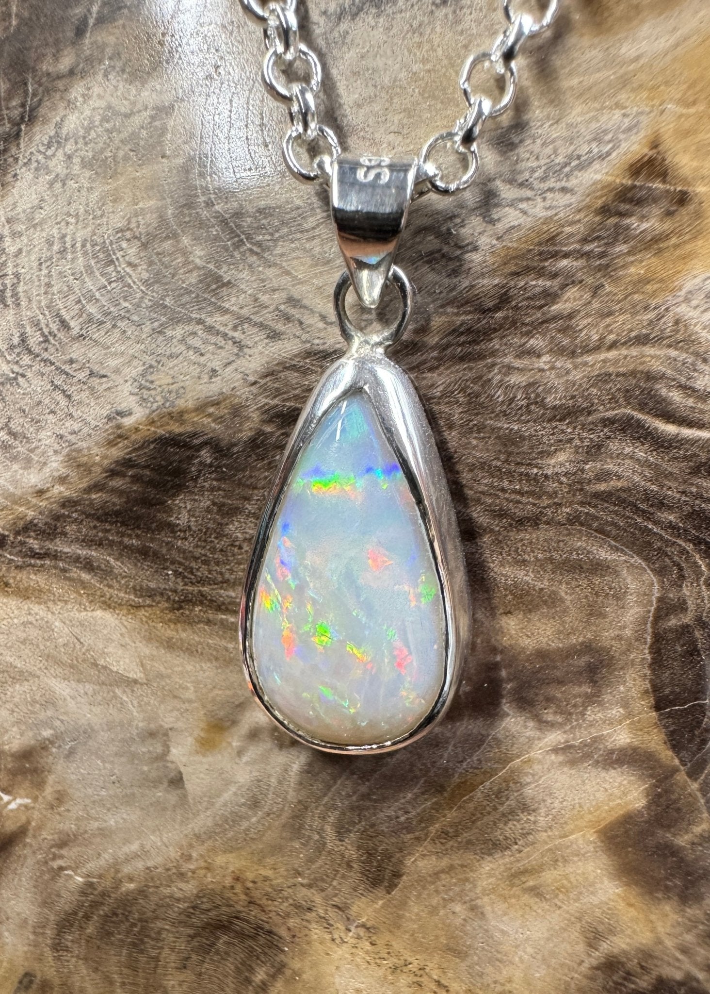 Rainfall Over Kakadu ~ 3.6ct Solid Lightning Ridge Opal 925 Sterling Silver Pendant Necklace