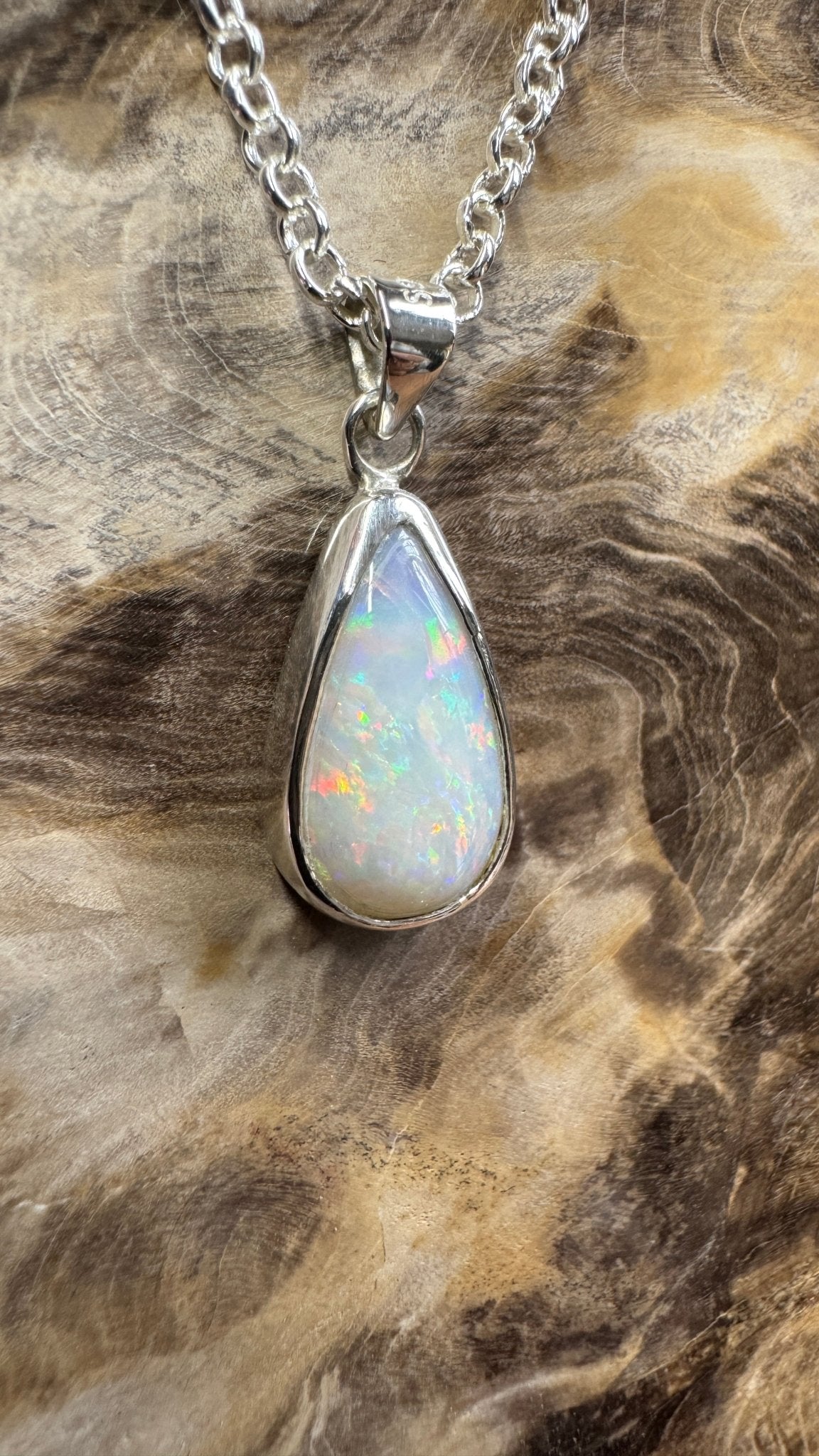 Rainfall Over Kakadu ~ 3.6ct Solid Lightning Ridge Opal 925 Sterling Silver Pendant Necklace