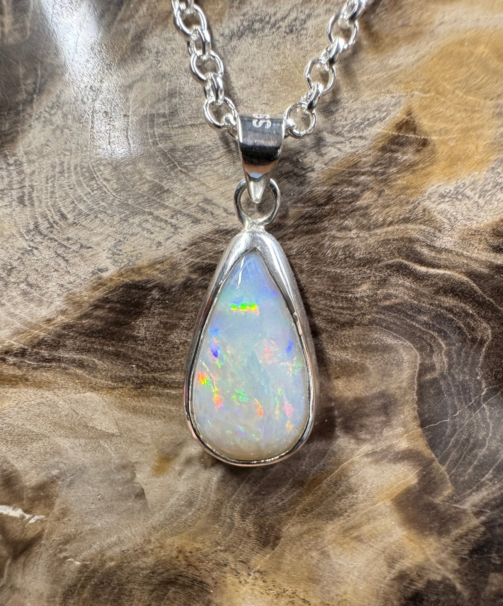 Rainfall Over Kakadu ~ 3.6ct Solid Lightning Ridge Opal 925 Sterling Silver Pendant Necklace